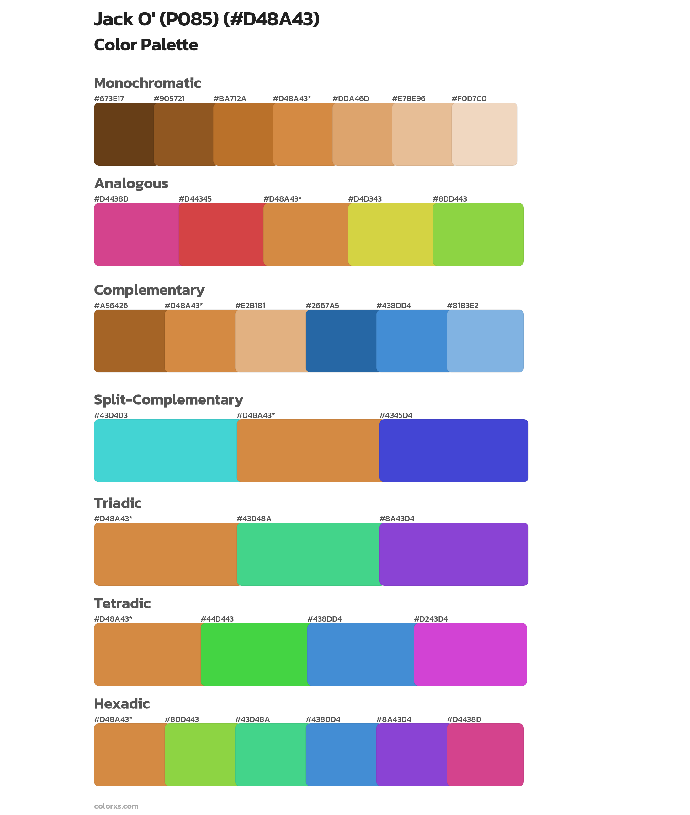 Jack O' (P085) Color Scheme Palettes
