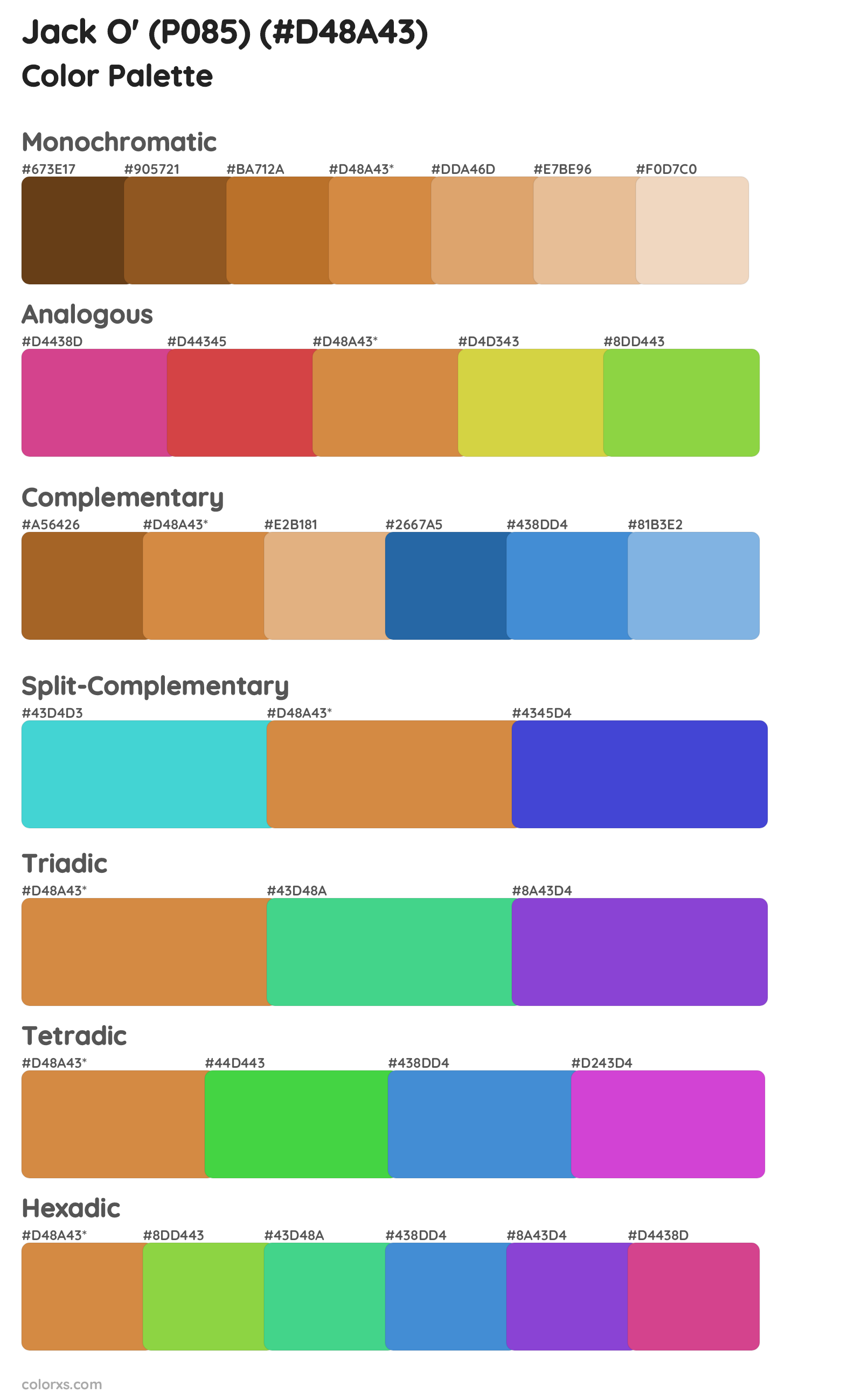 Jack O' (P085) Color Scheme Palettes