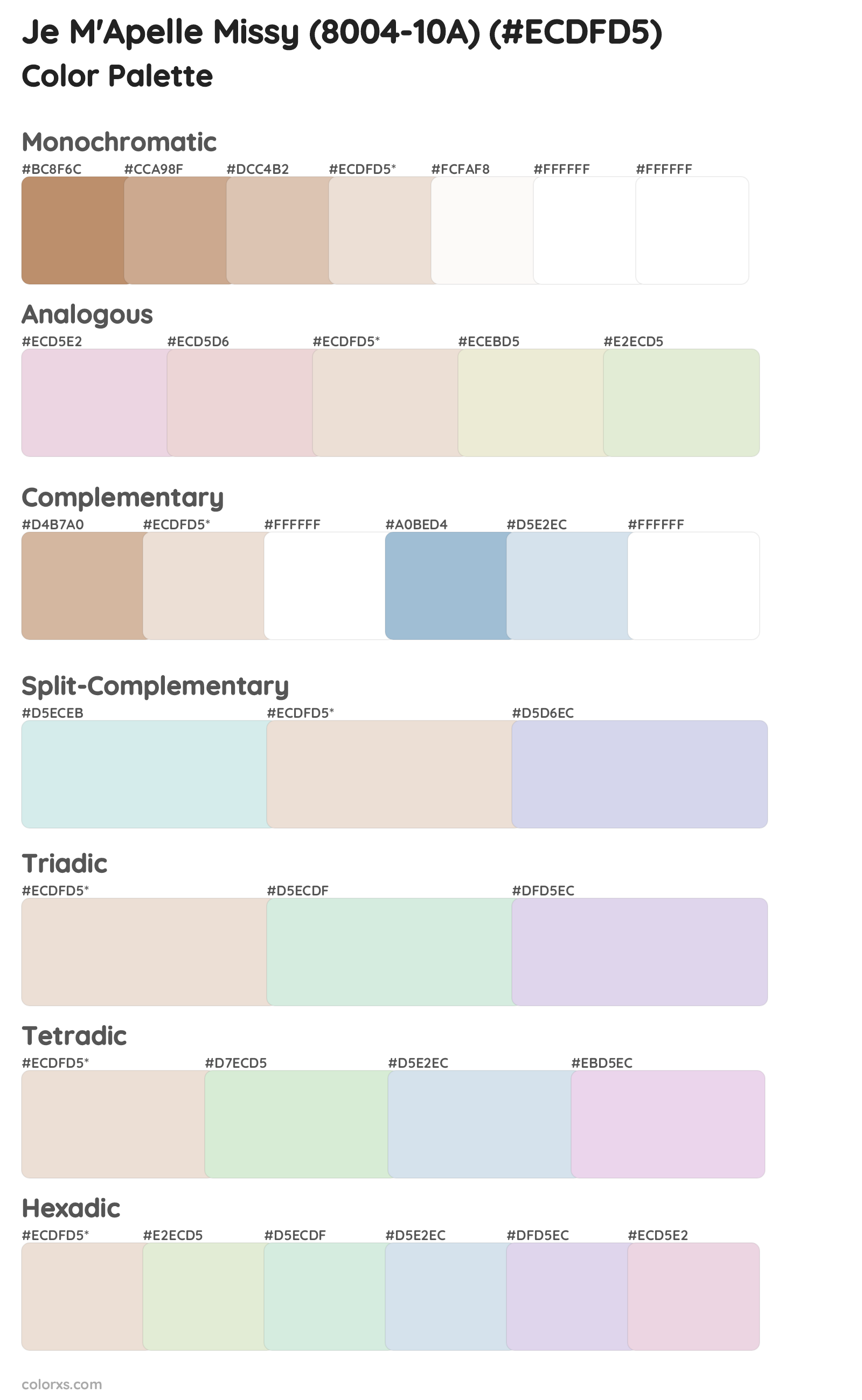 Je M'Apelle Missy (8004-10A) Color Scheme Palettes
