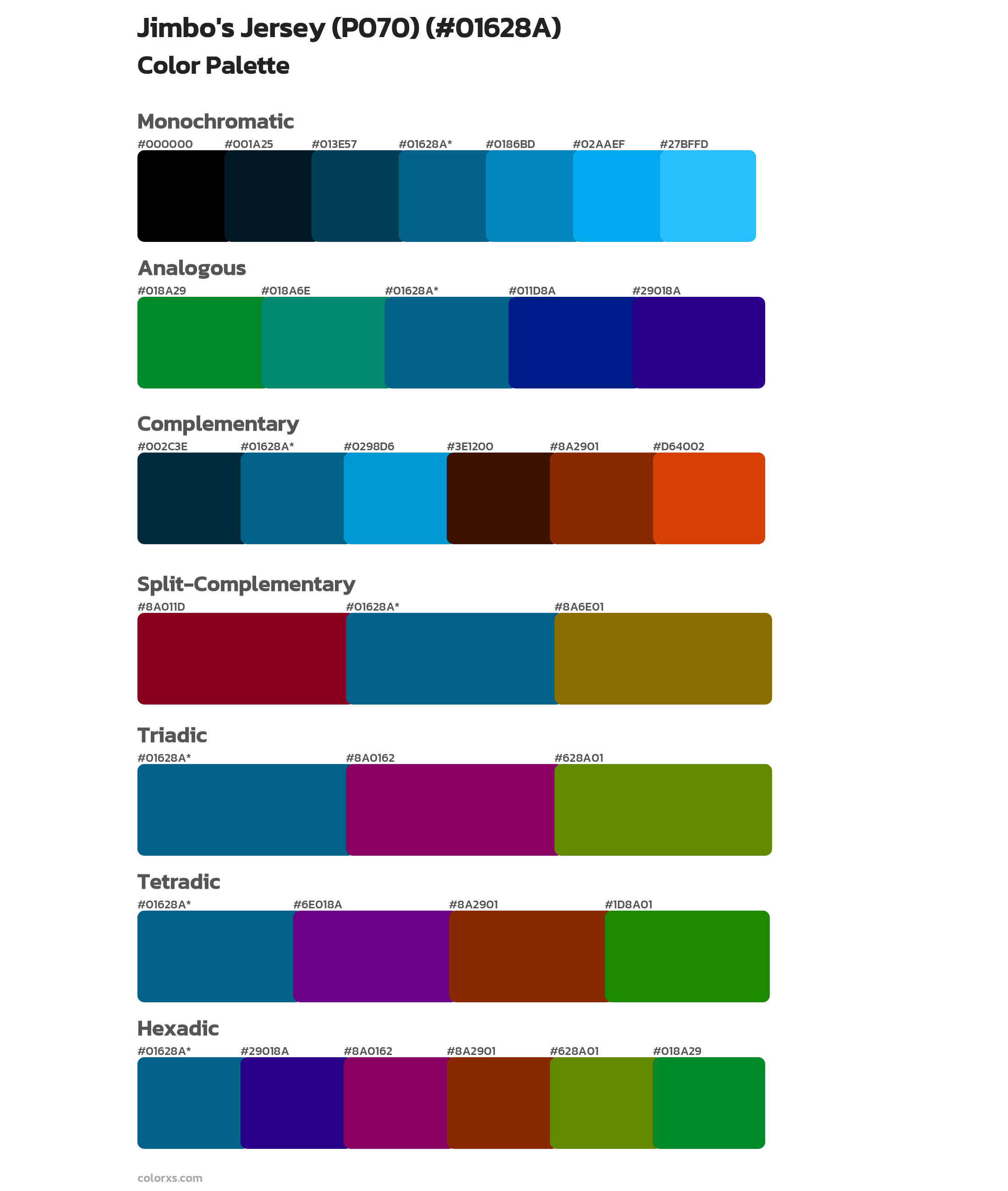 Jimbo's Jersey (P070) Color Scheme Palettes