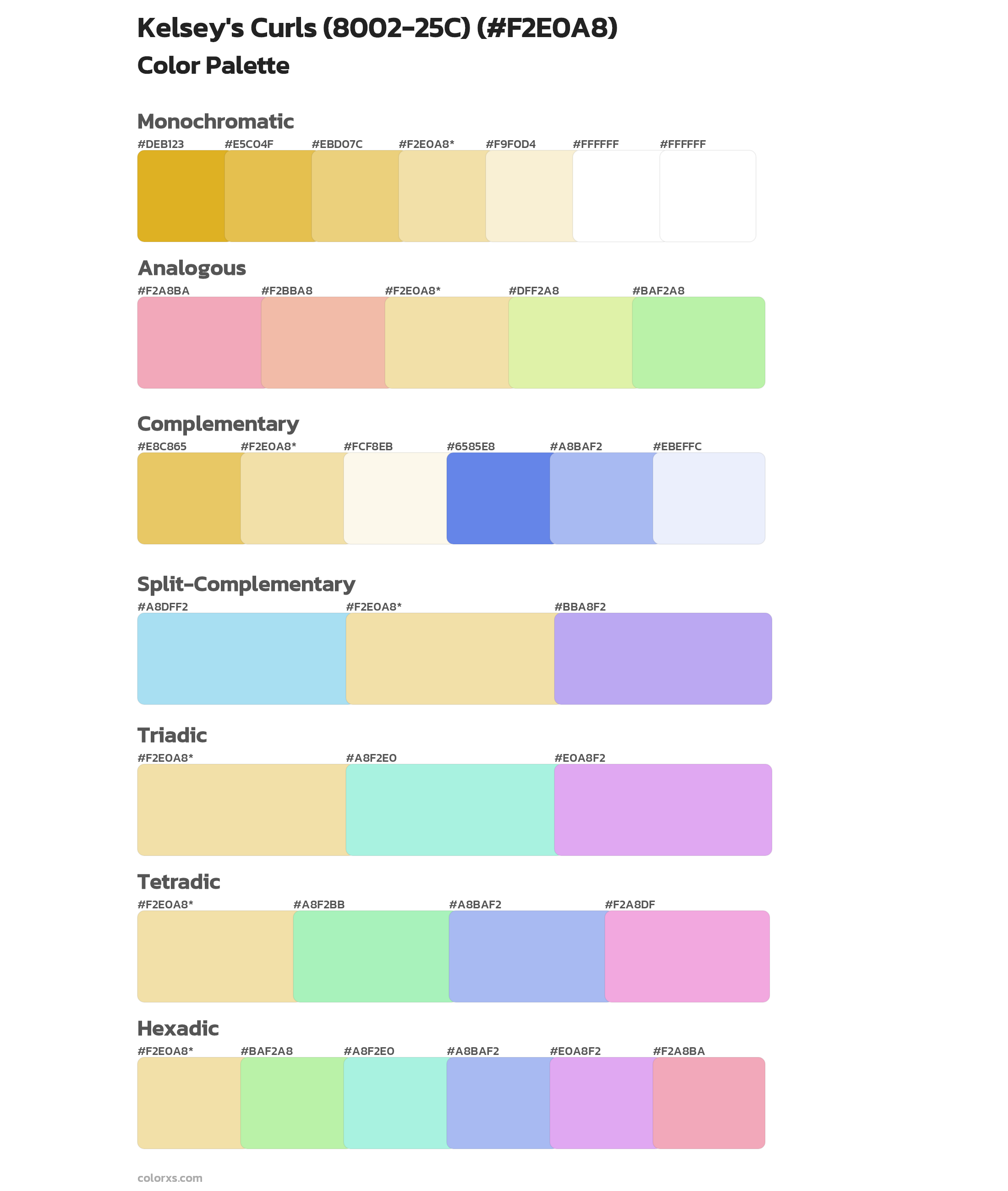 Kelsey's Curls (8002-25C) Color Scheme Palettes