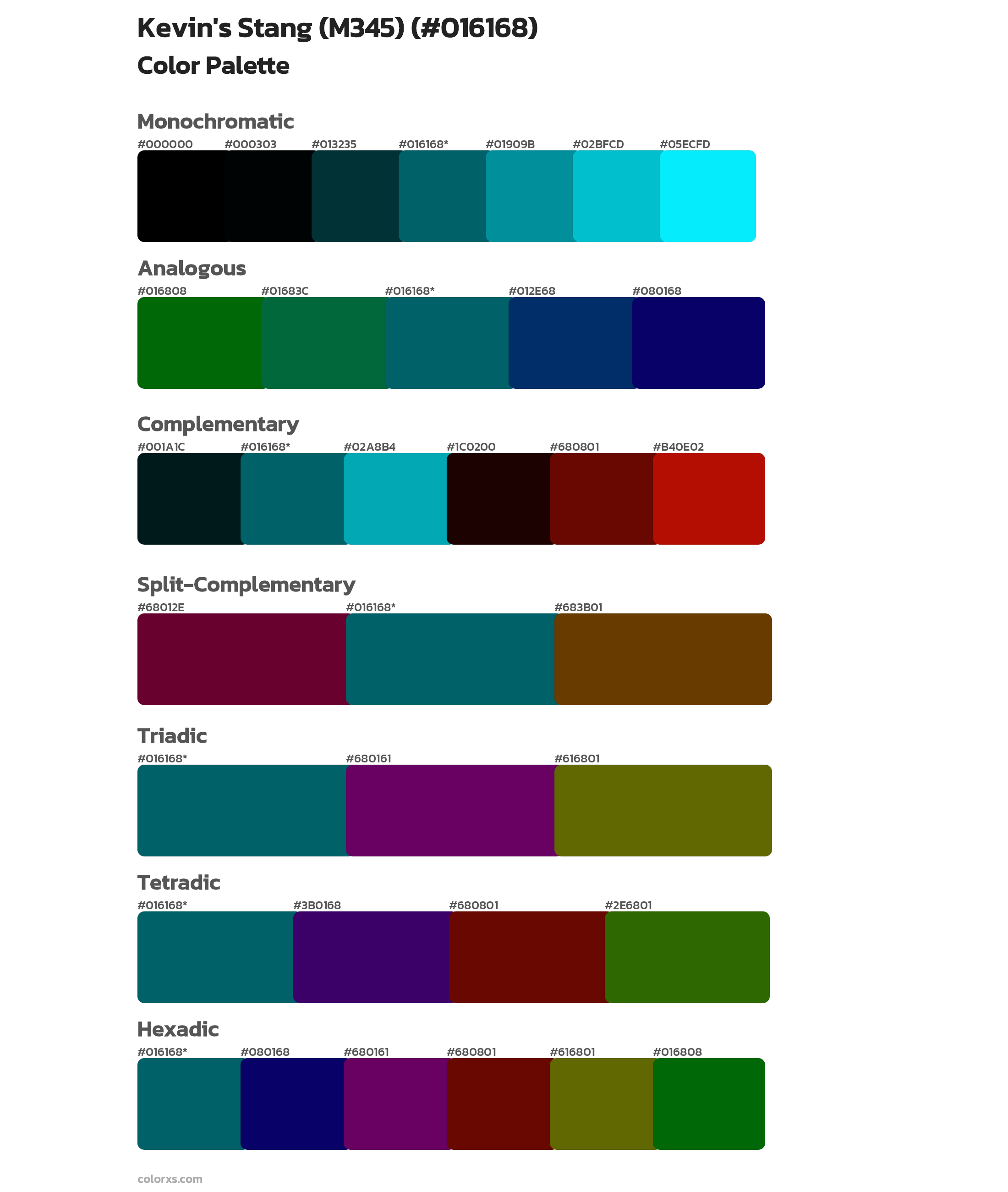 Kevin's Stang (M345) Color Scheme Palettes