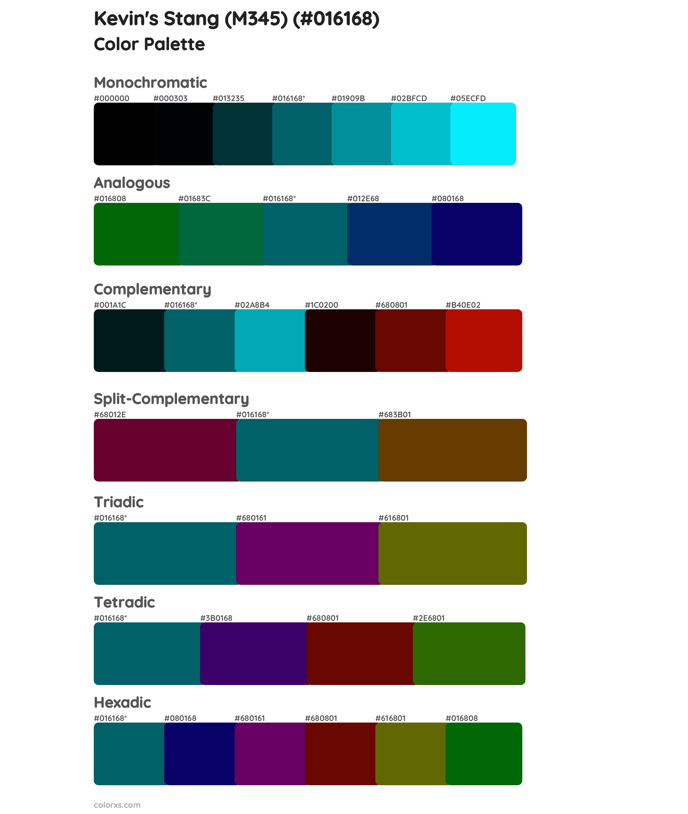 Kevin's Stang (M345) Color Scheme Palettes