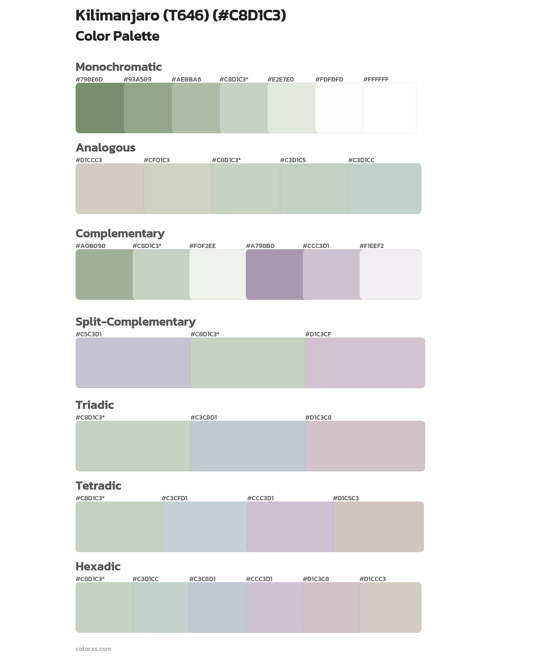 Kilimanjaro (T646) Color Scheme Palettes