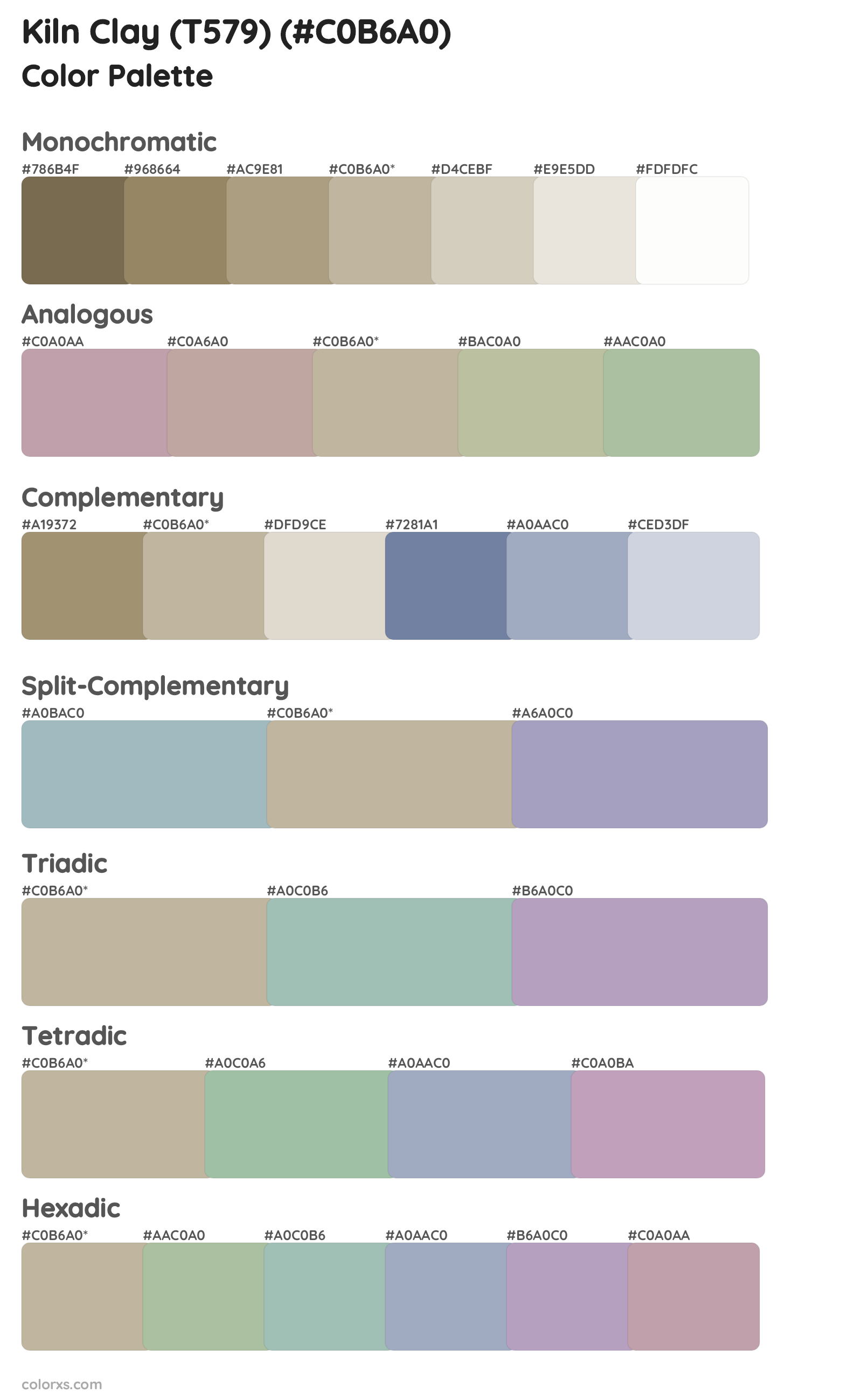 Kiln Clay (T579) Color Scheme Palettes