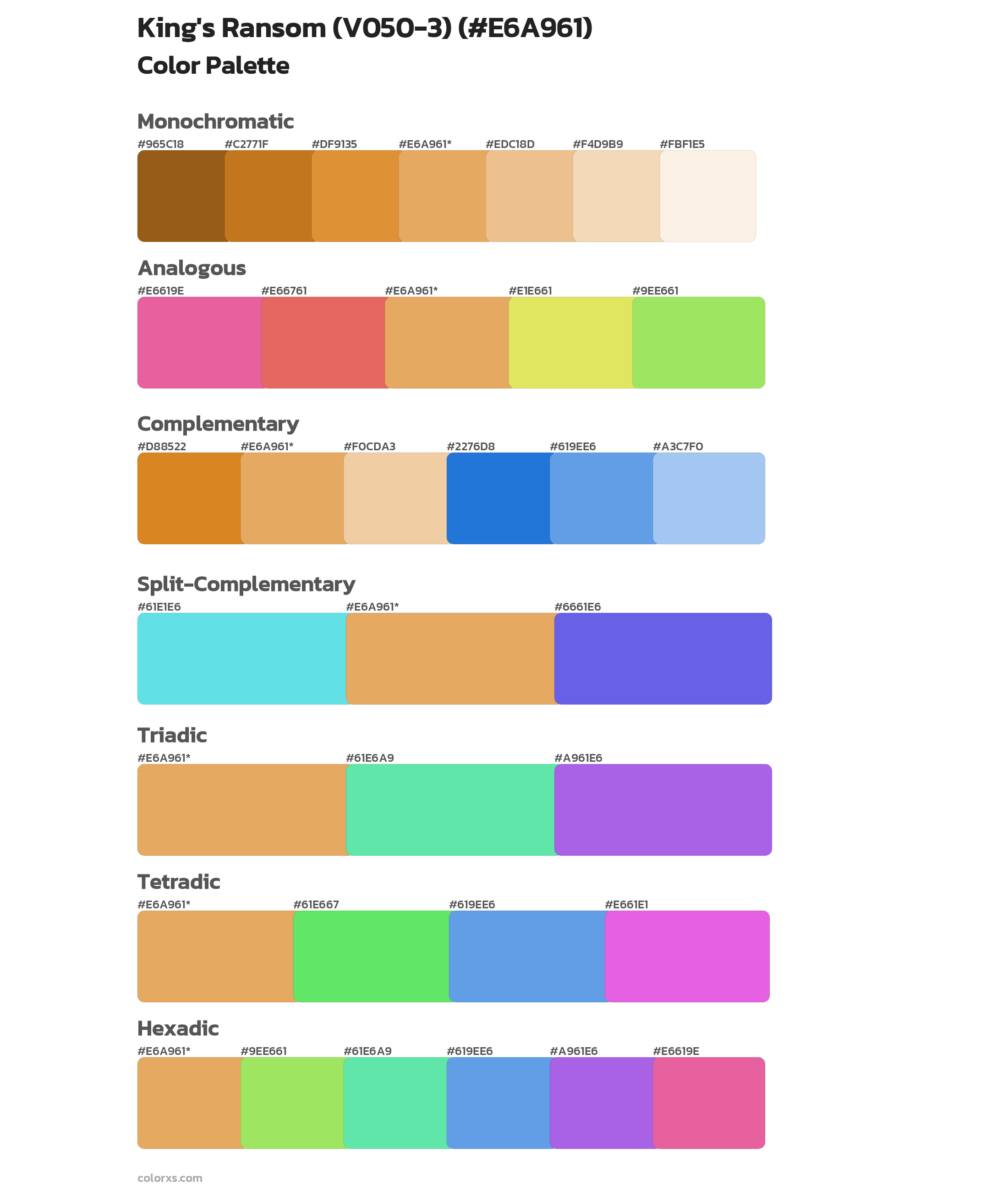 King's Ransom (V050-3) Color Scheme Palettes