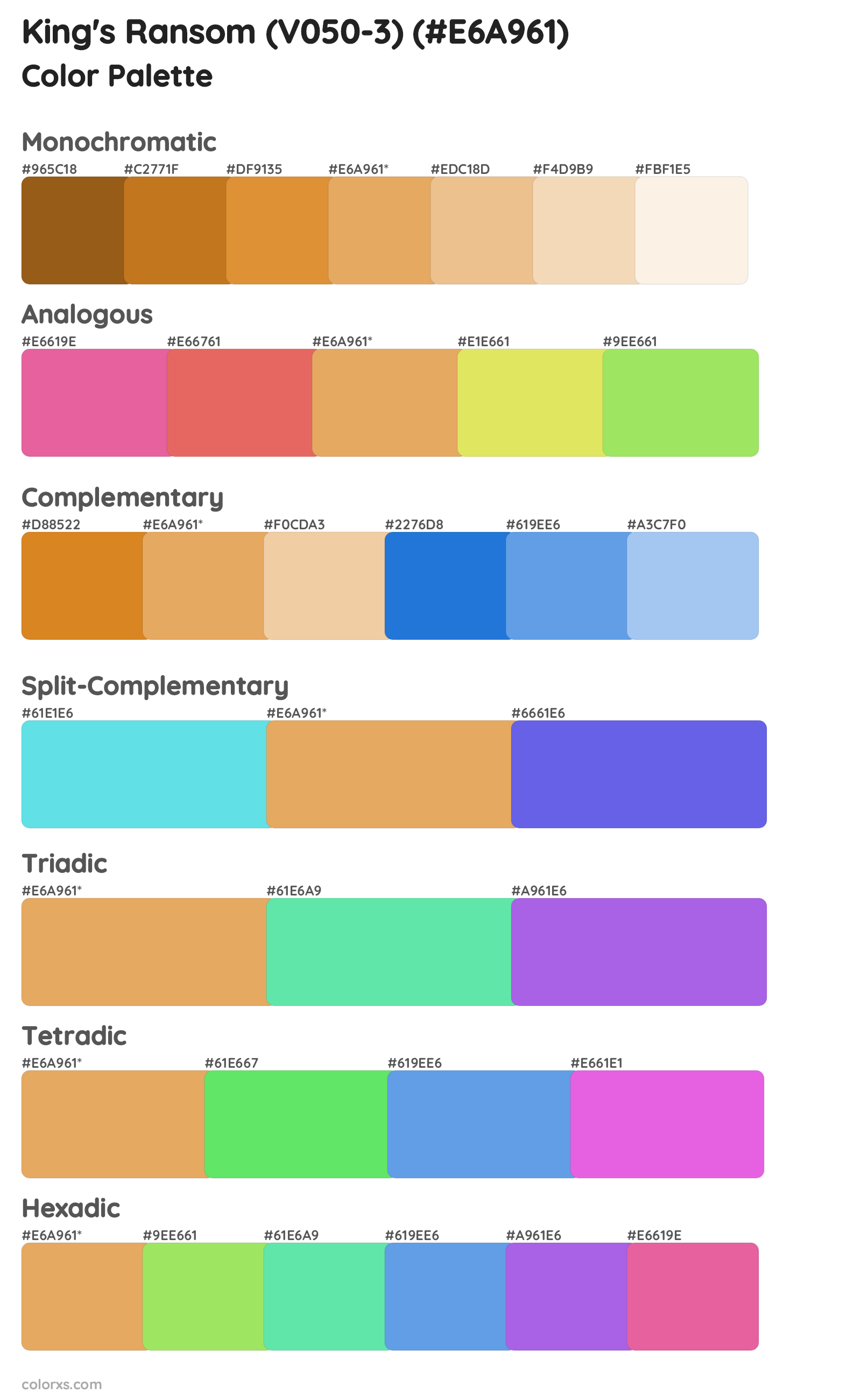 King's Ransom (V050-3) Color Scheme Palettes