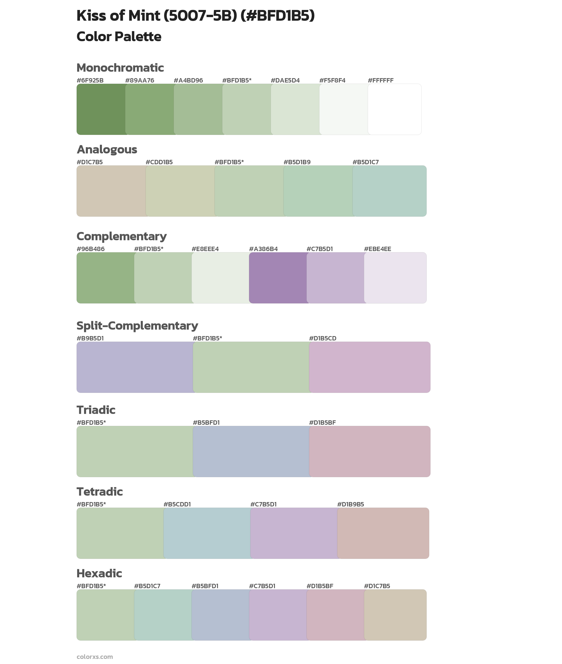 Kiss of Mint (5007-5B) Color Scheme Palettes