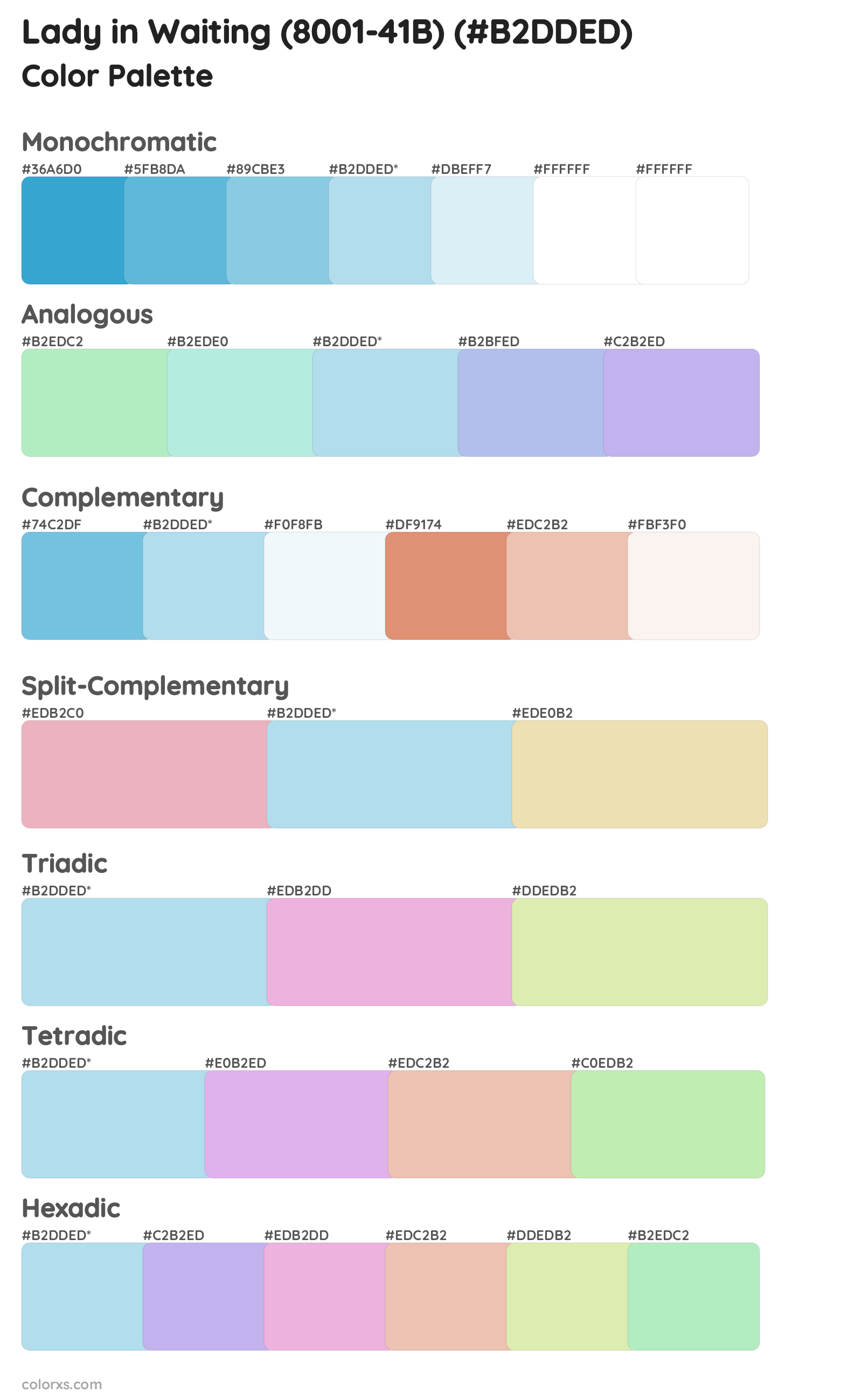Lady in Waiting (8001-41B) Color Scheme Palettes
