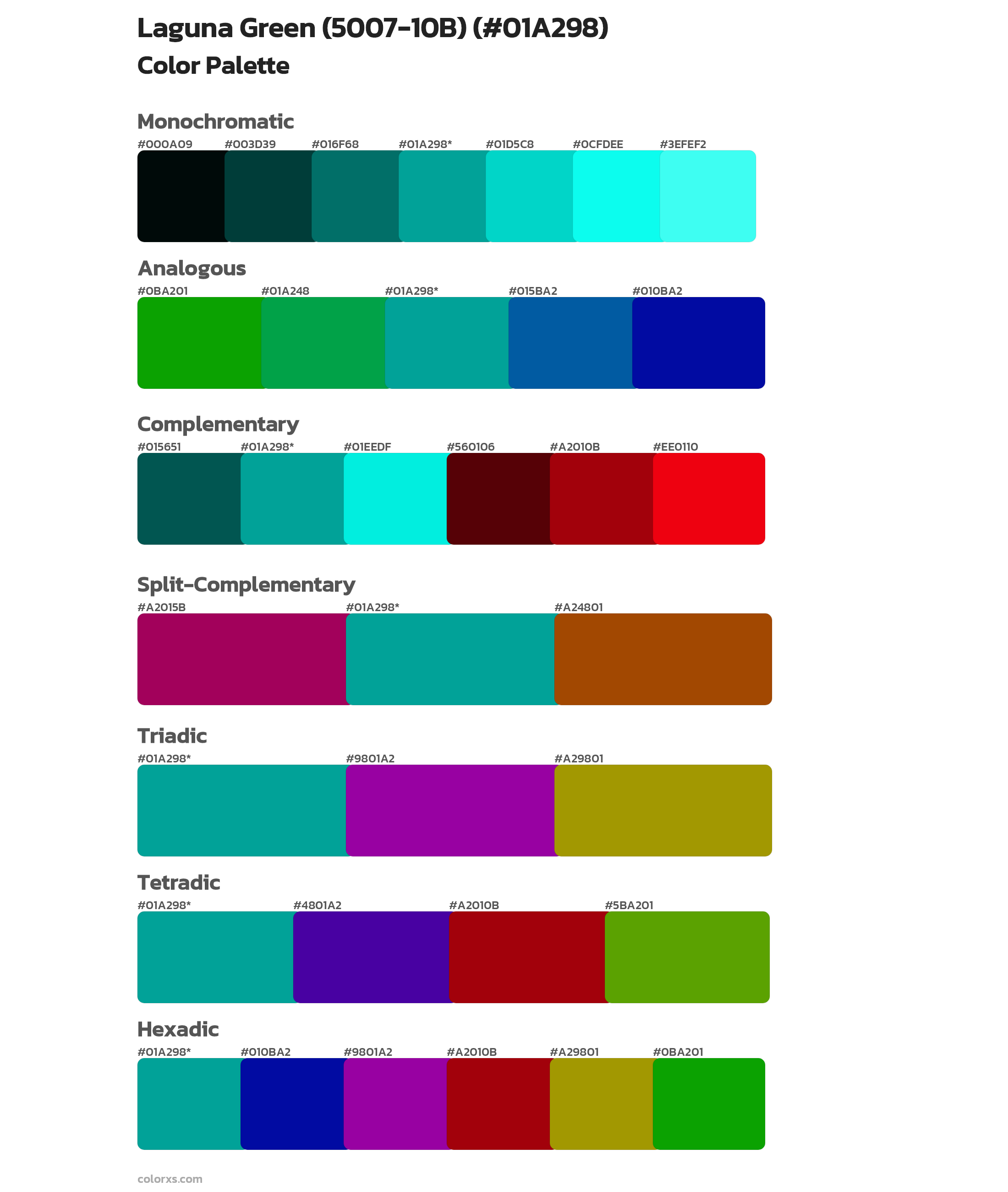 Laguna Green (5007-10B) Color Scheme Palettes