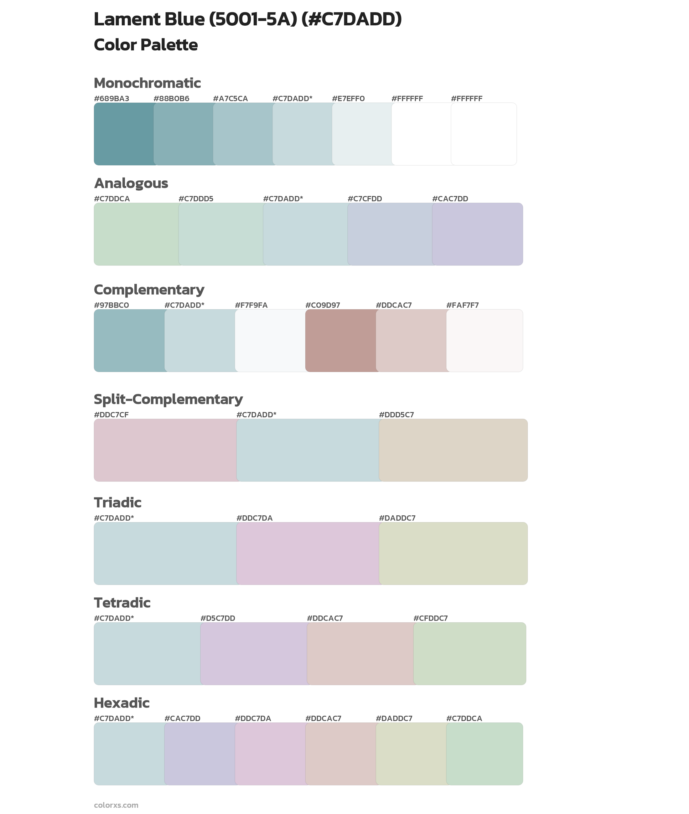 Lament Blue (5001-5A) Color Scheme Palettes
