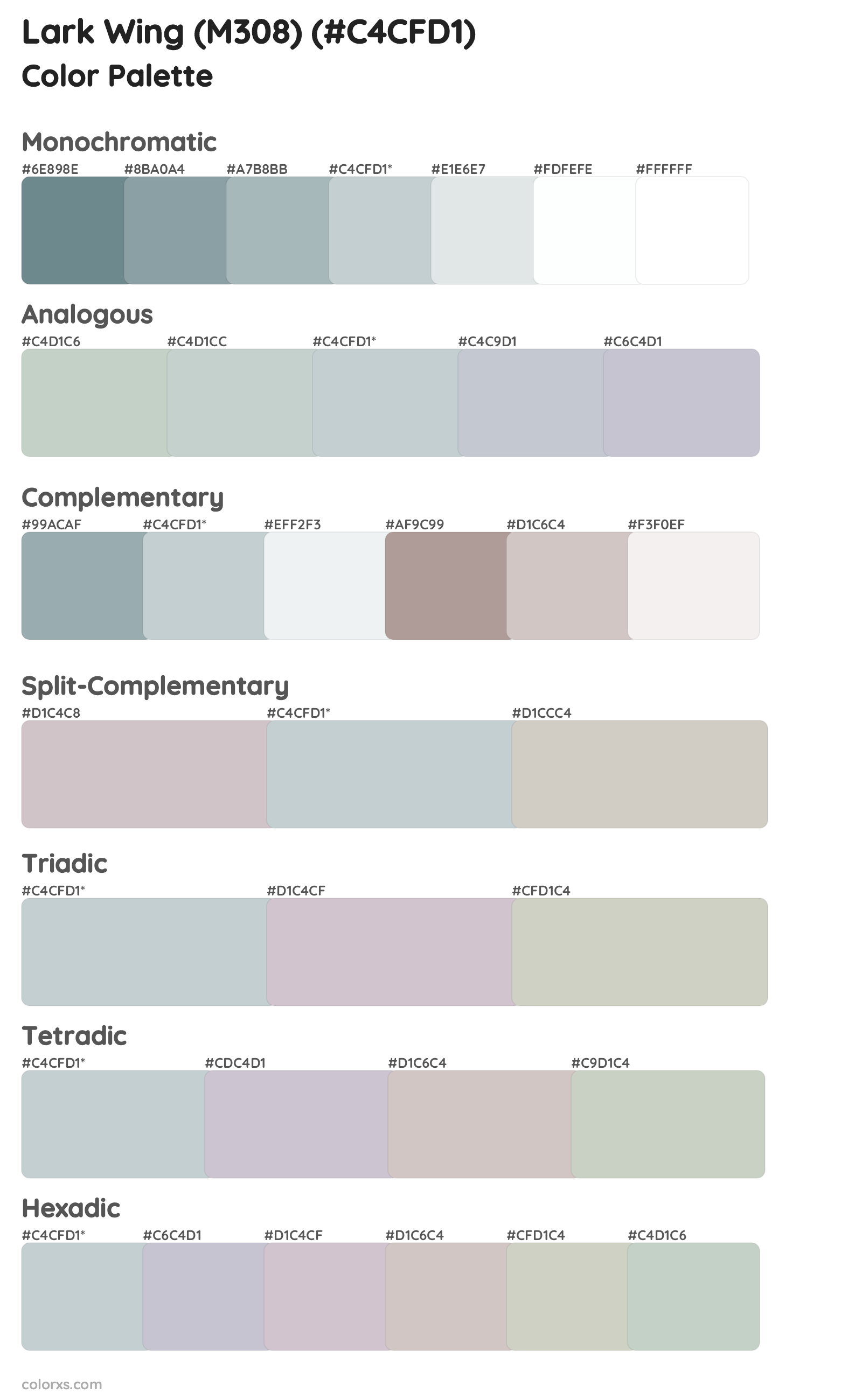 Lark Wing (M308) Color Scheme Palettes
