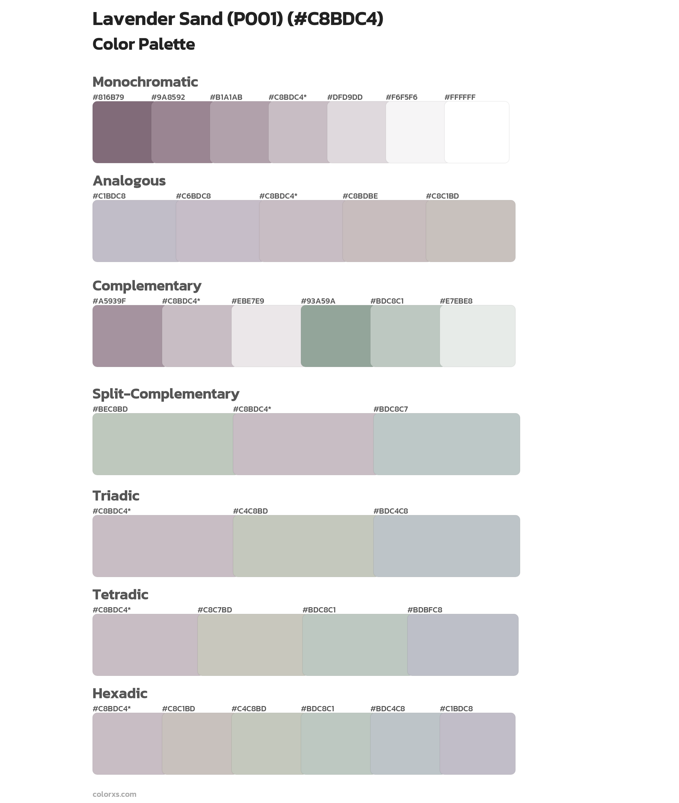 Lavender Sand (P001) Color Scheme Palettes
