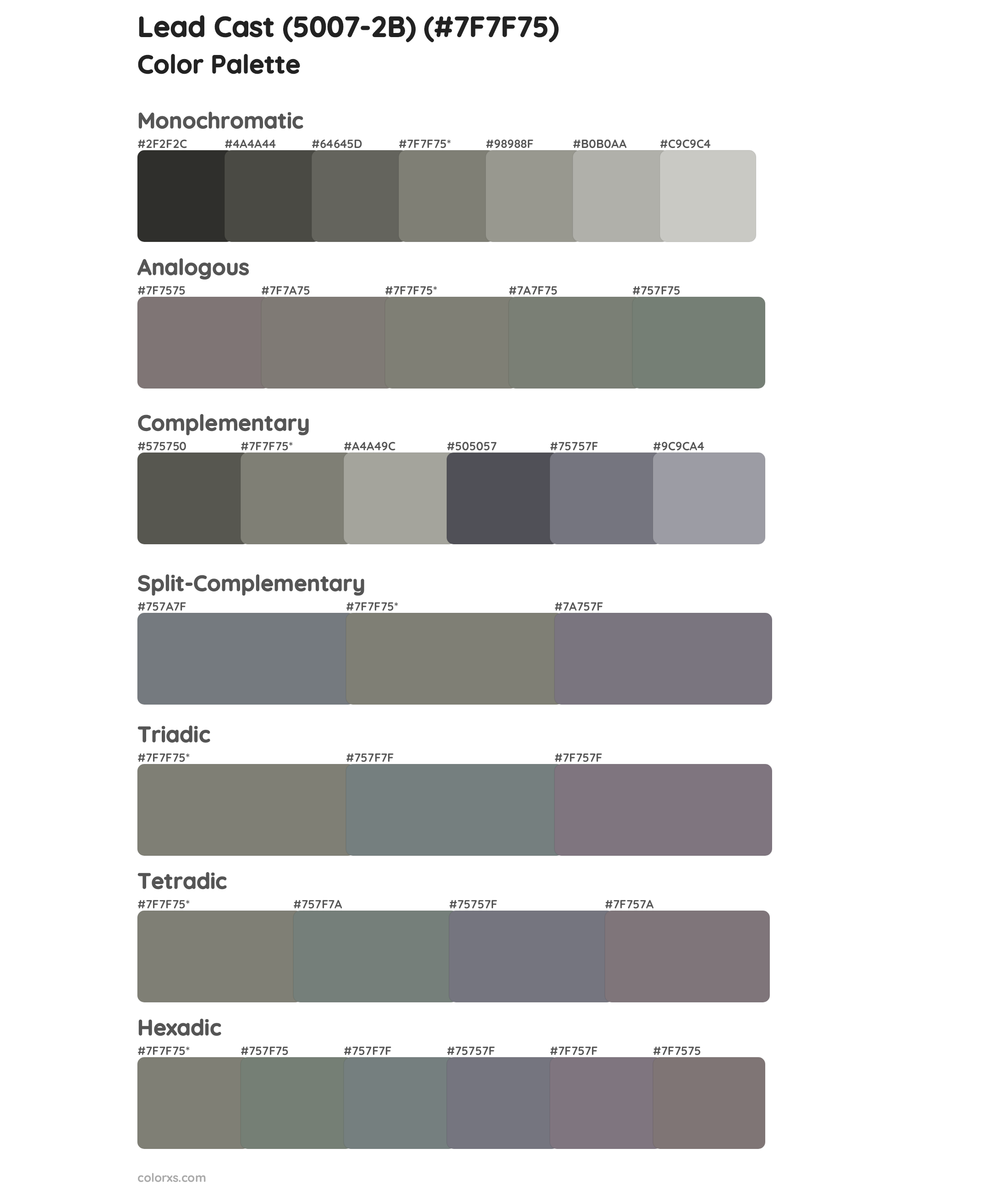 Lead Cast (5007-2B) Color Scheme Palettes