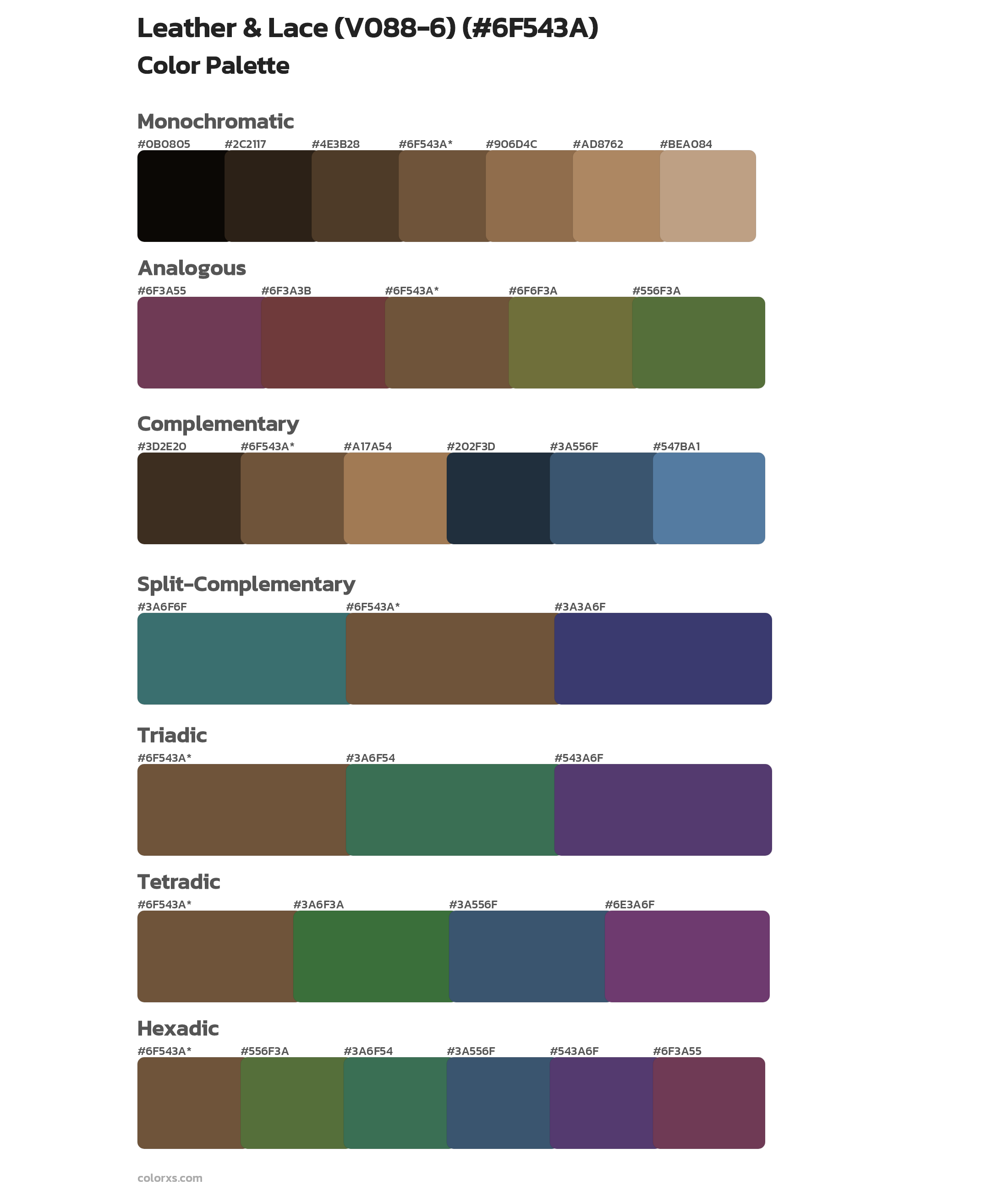 Leather & Lace (V088-6) Color Scheme Palettes