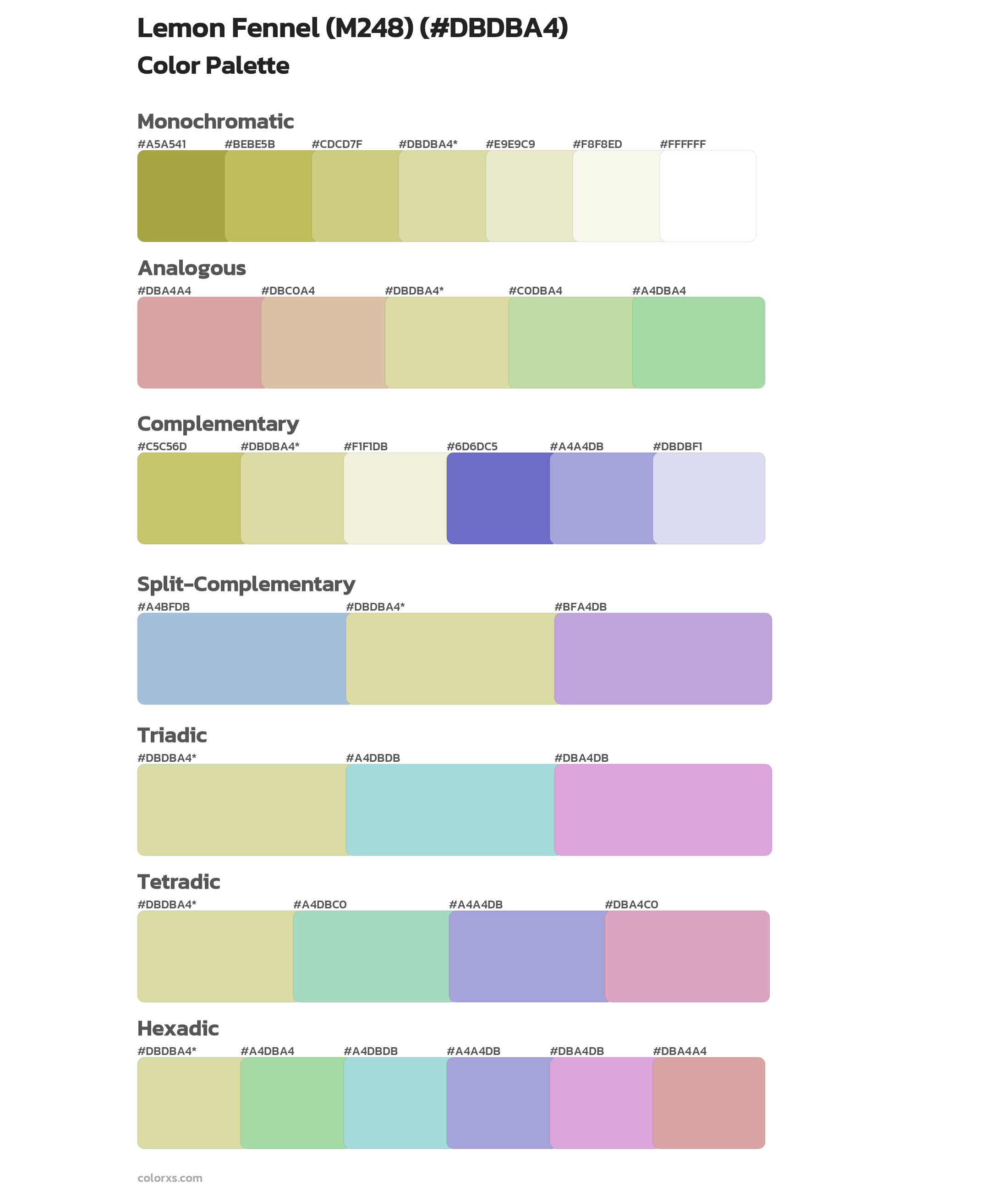 Lemon Fennel (M248) Color Scheme Palettes