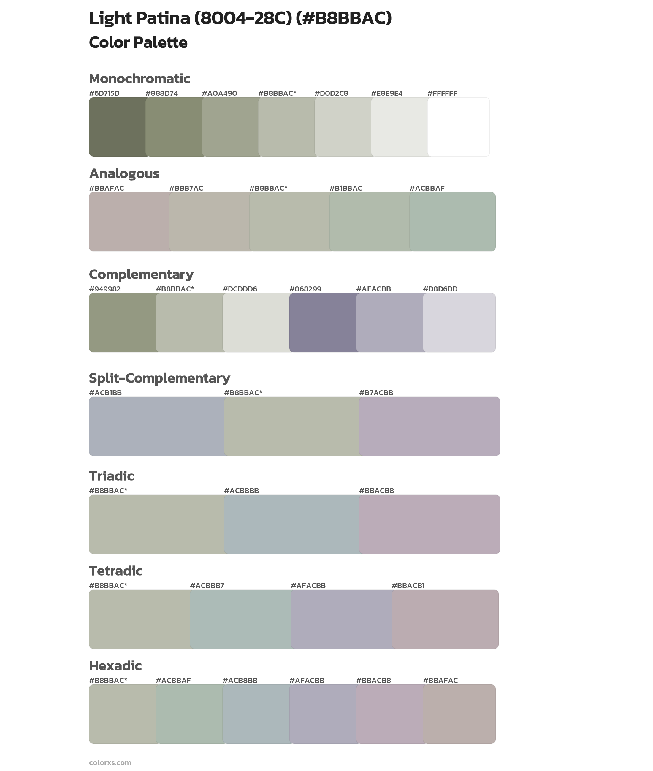 Light Patina (8004-28C) Color Scheme Palettes