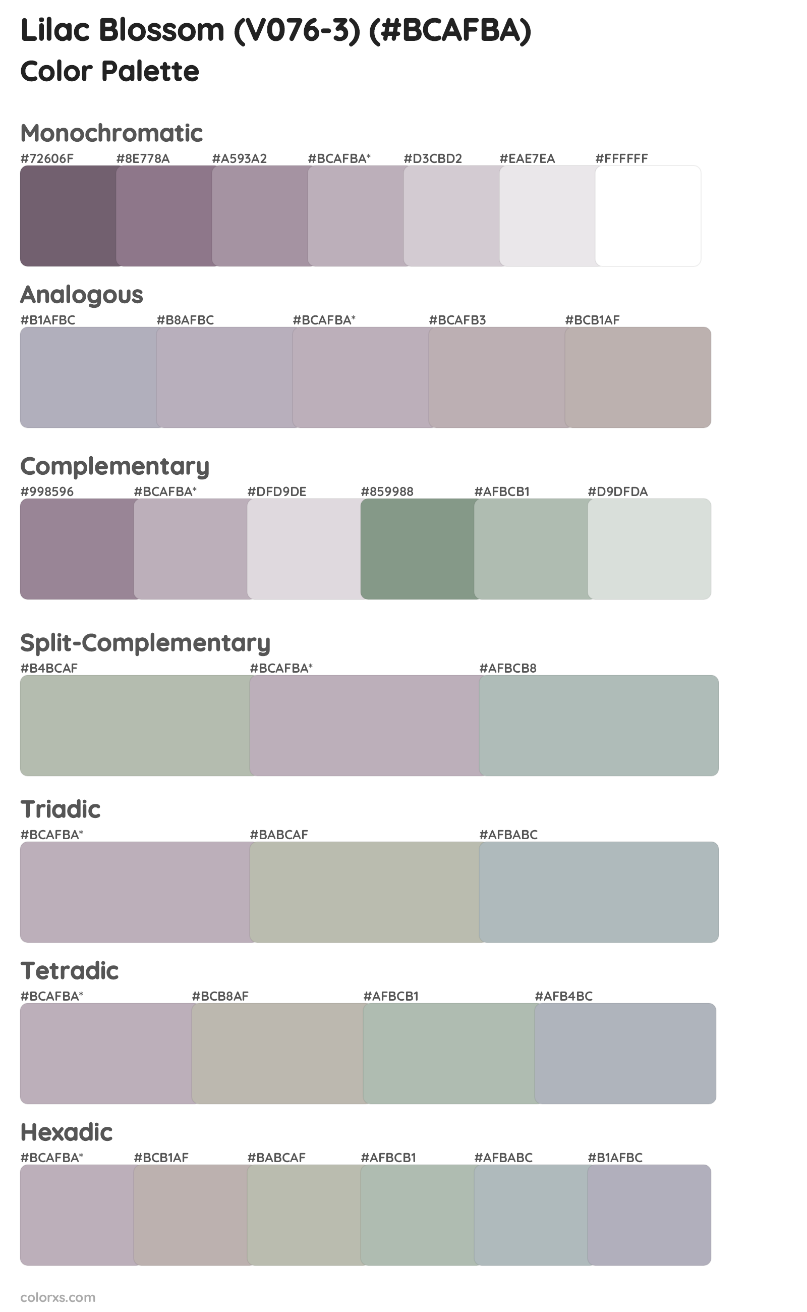 Lilac Blossom (V076-3) Color Scheme Palettes