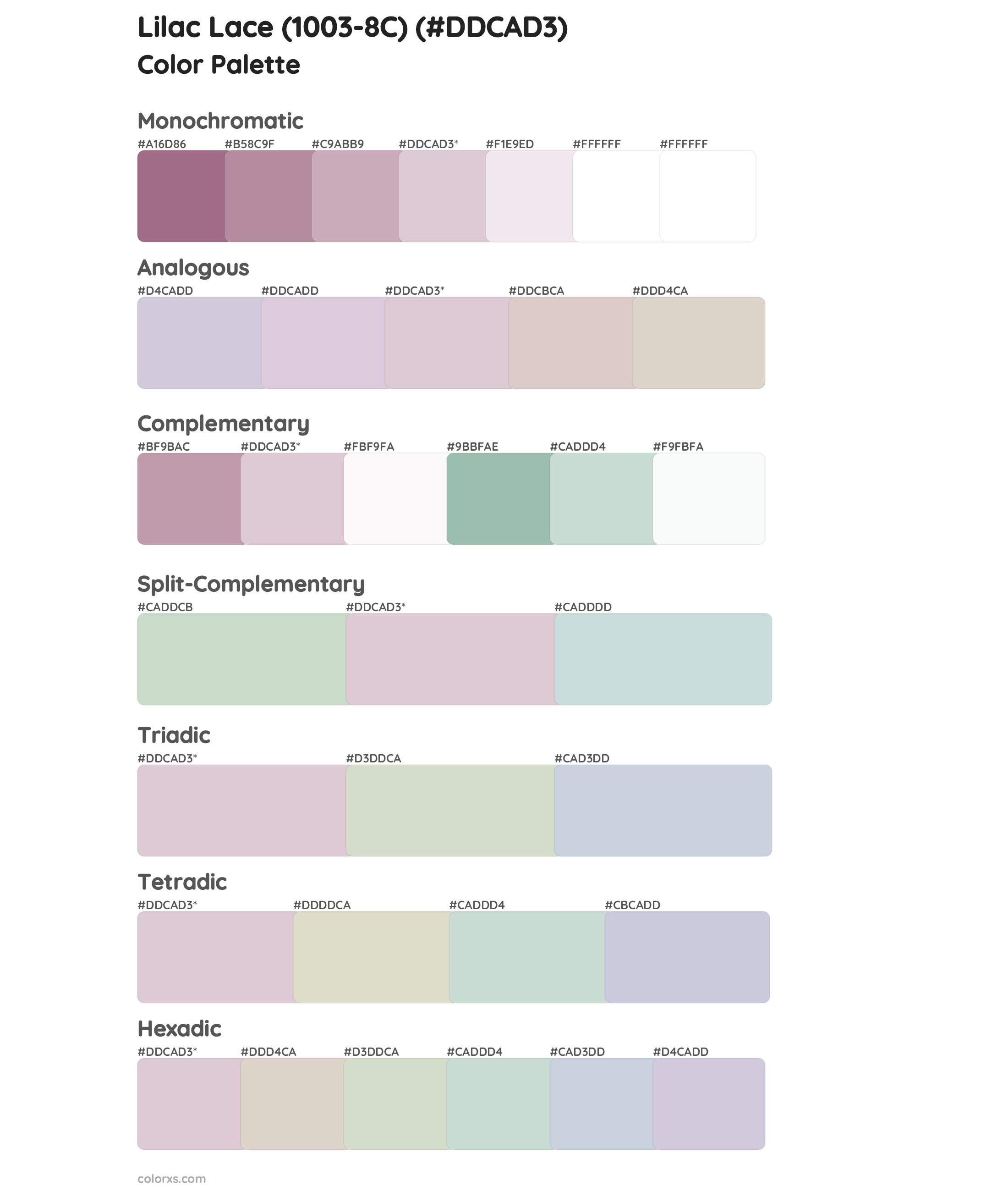 Lilac Lace (1003-8C) Color Scheme Palettes