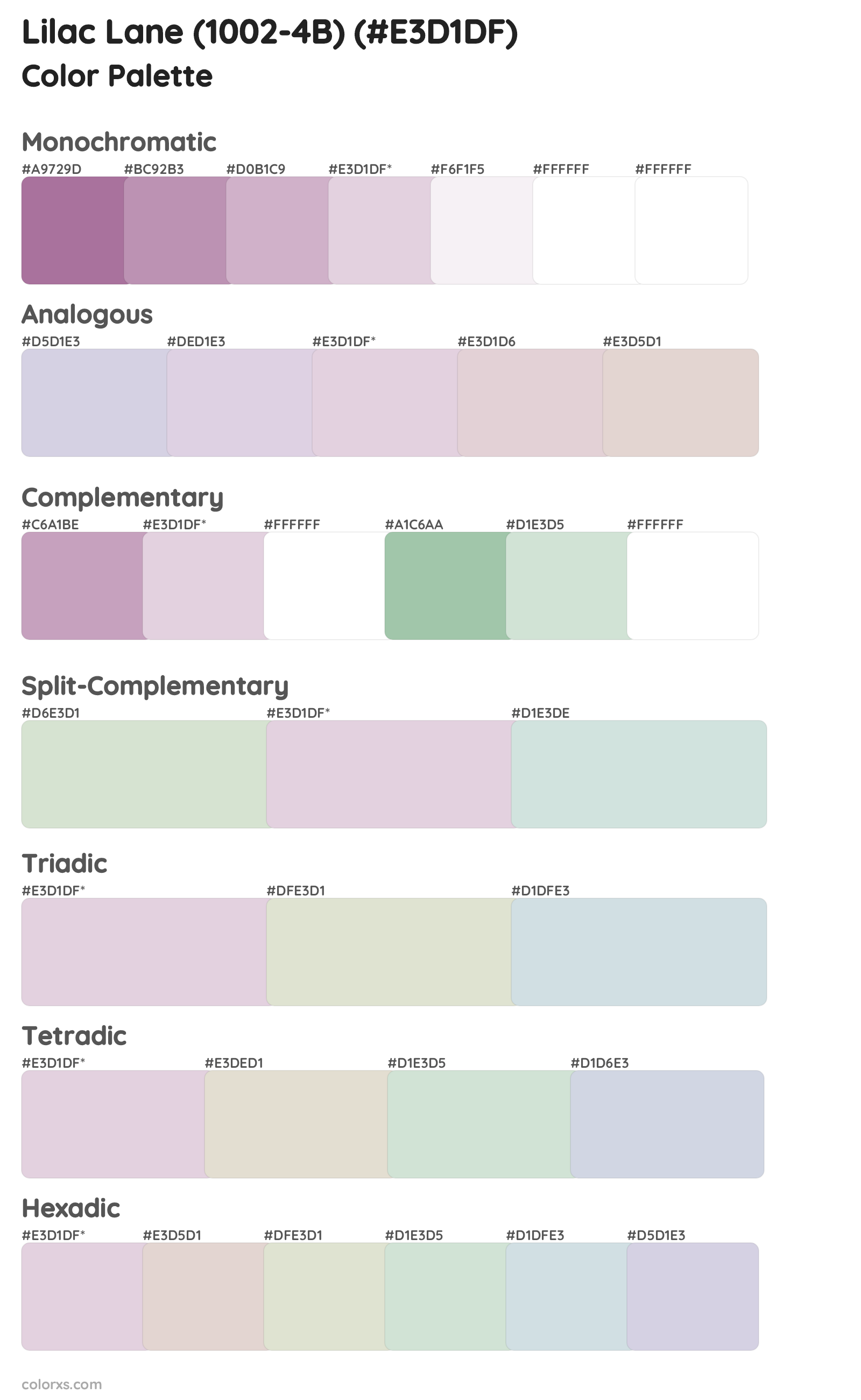 Lilac Lane (1002-4B) Color Scheme Palettes