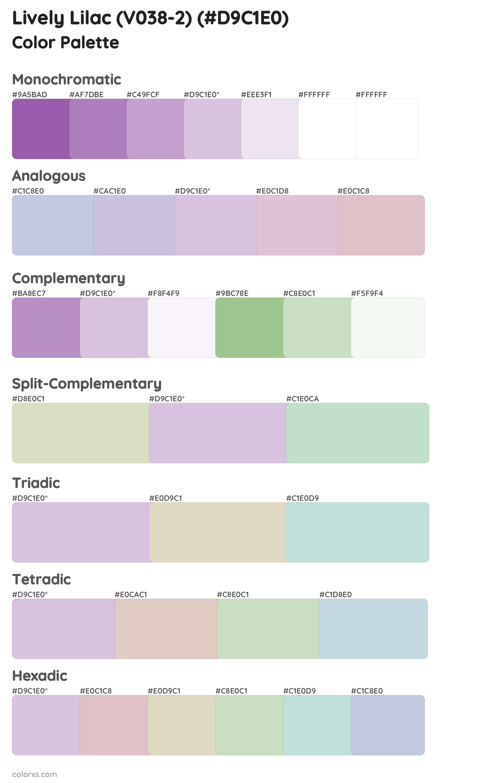 Lively Lilac (V038-2) Color Scheme Palettes