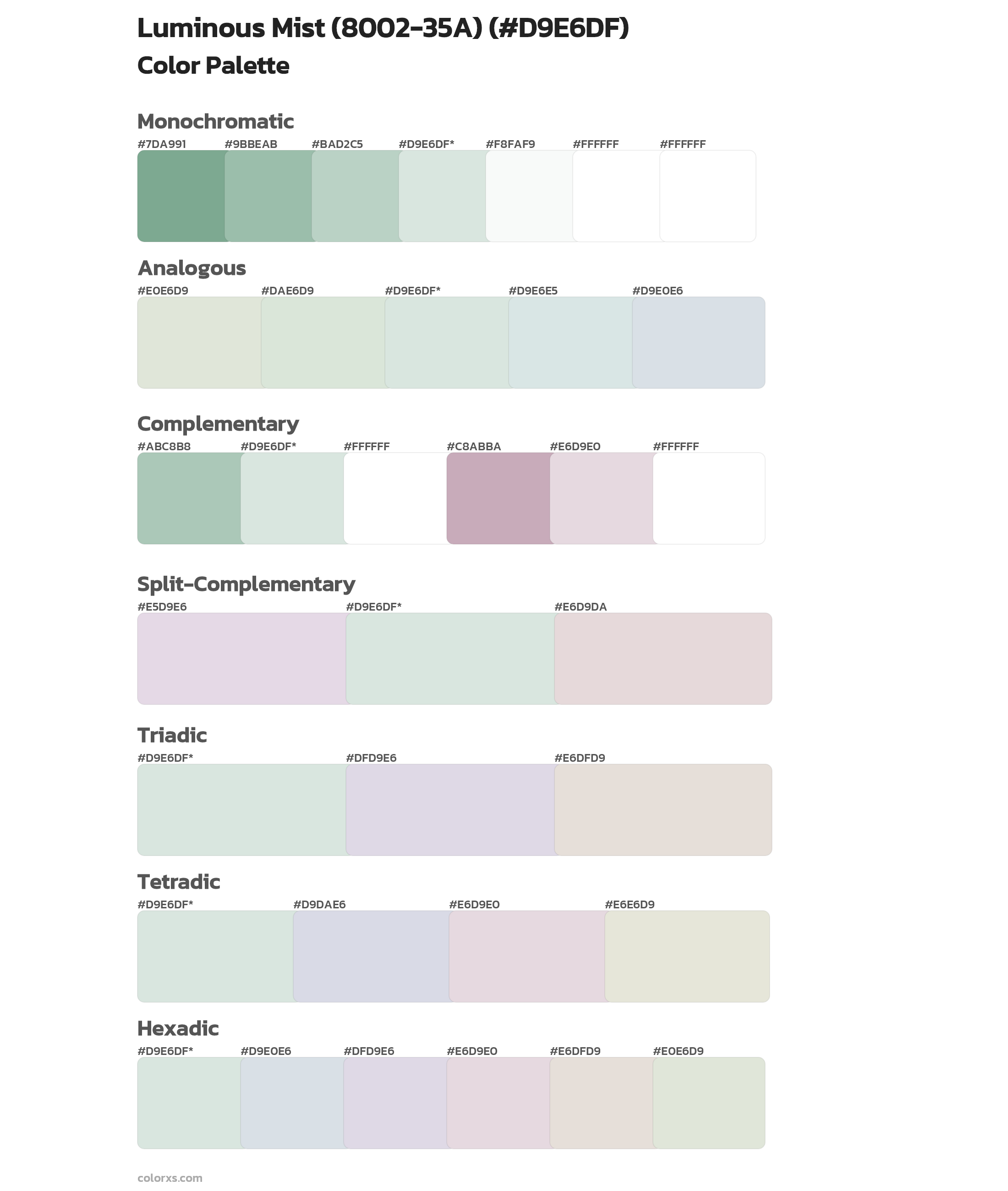 Luminous Mist (8002-35A) Color Scheme Palettes