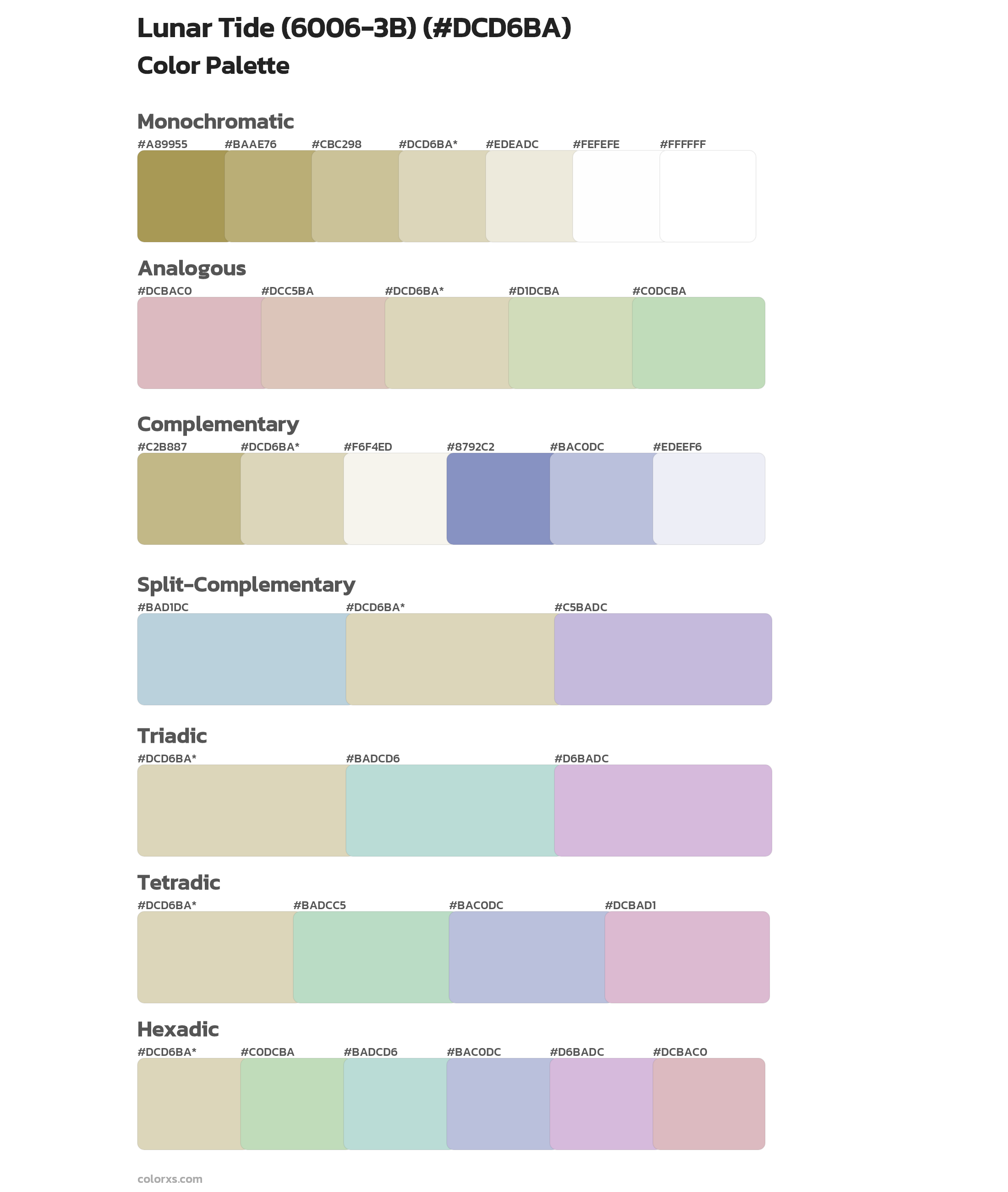 Lunar Tide (6006-3B) Color Scheme Palettes