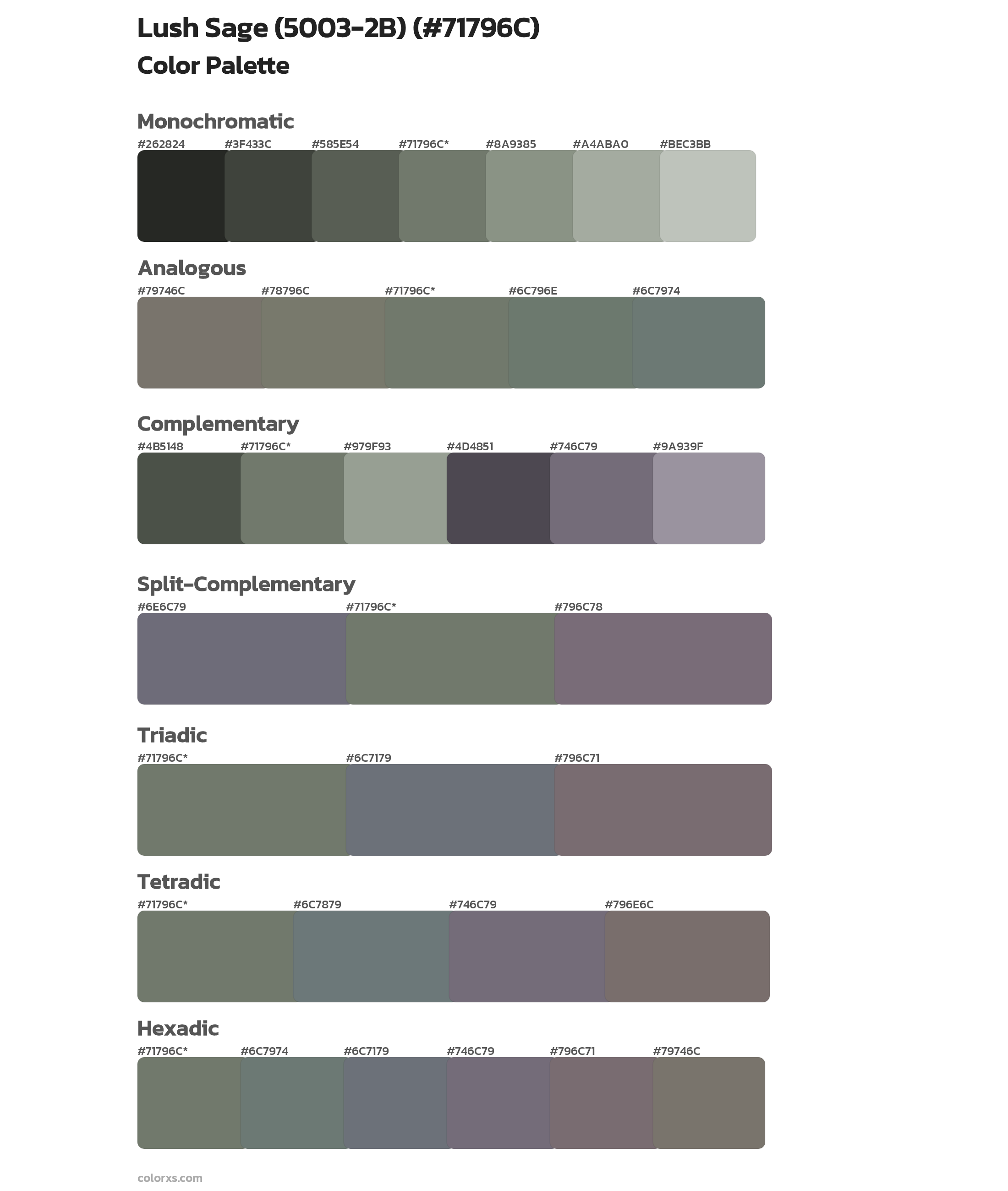 Lush Sage (5003-2B) Color Scheme Palettes