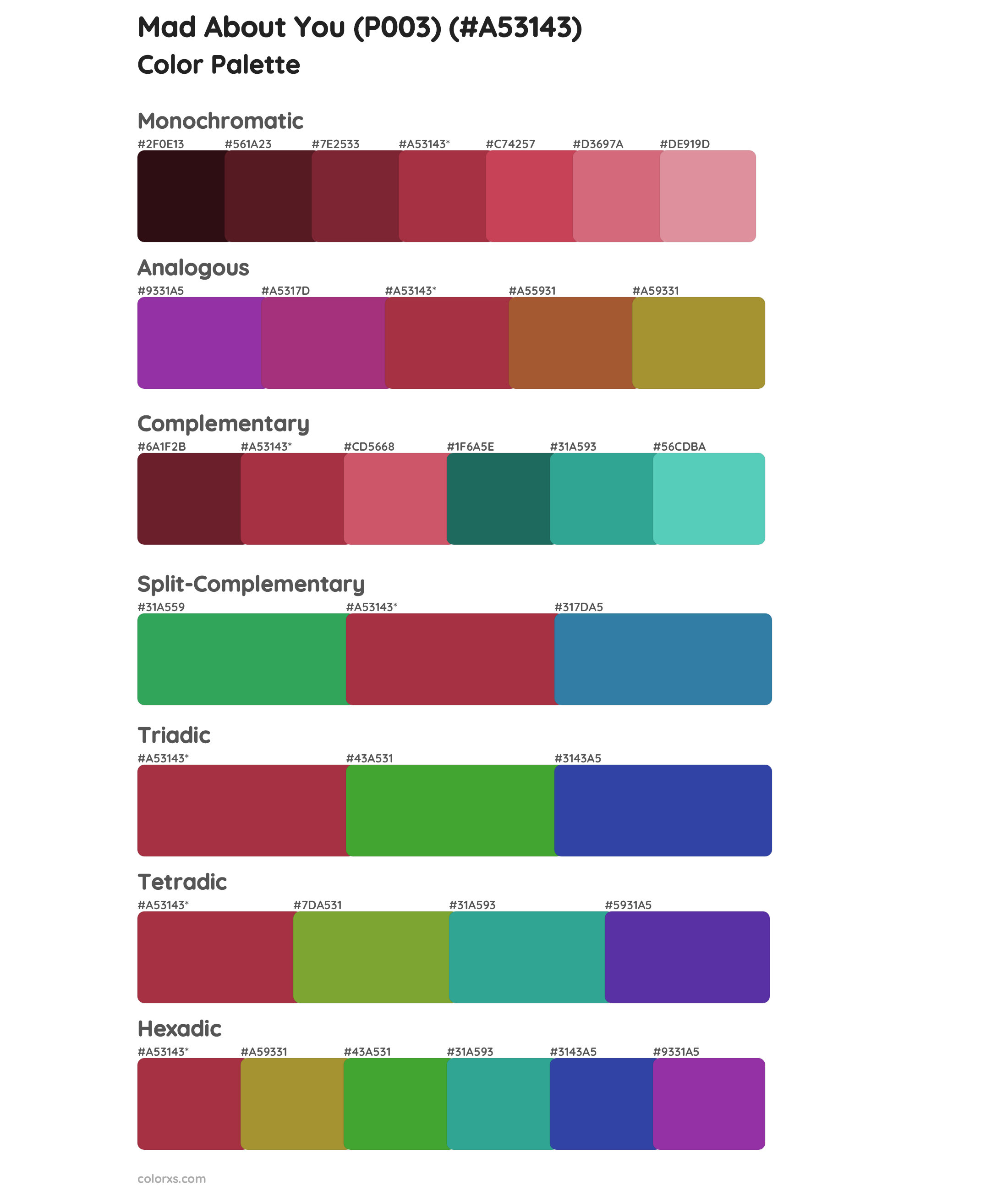 Mad About You (P003) Color Scheme Palettes