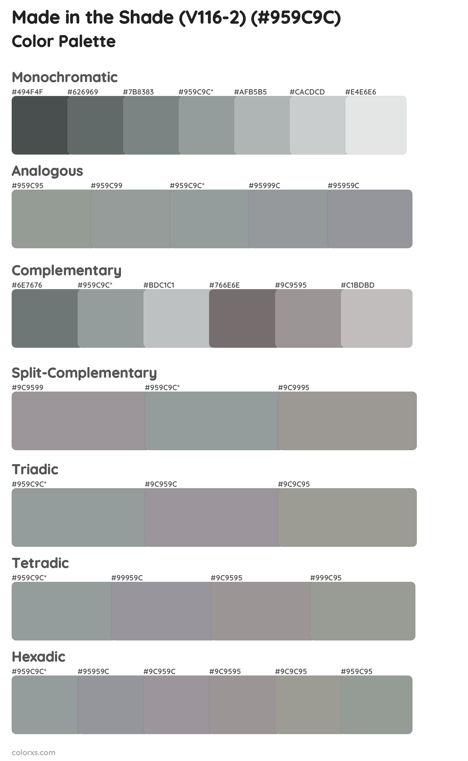 Made in the Shade (V116-2) Color Scheme Palettes