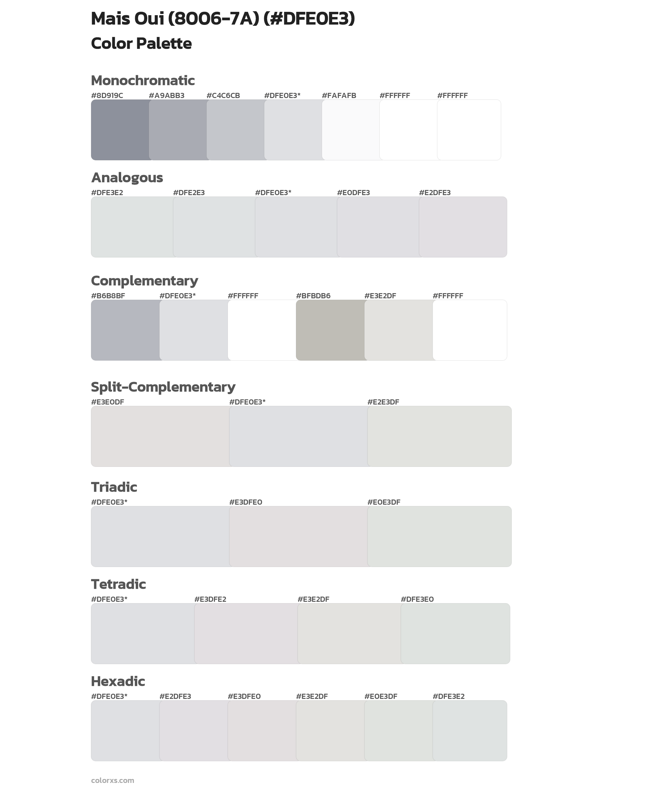 Mais Oui (8006-7A) Color Scheme Palettes