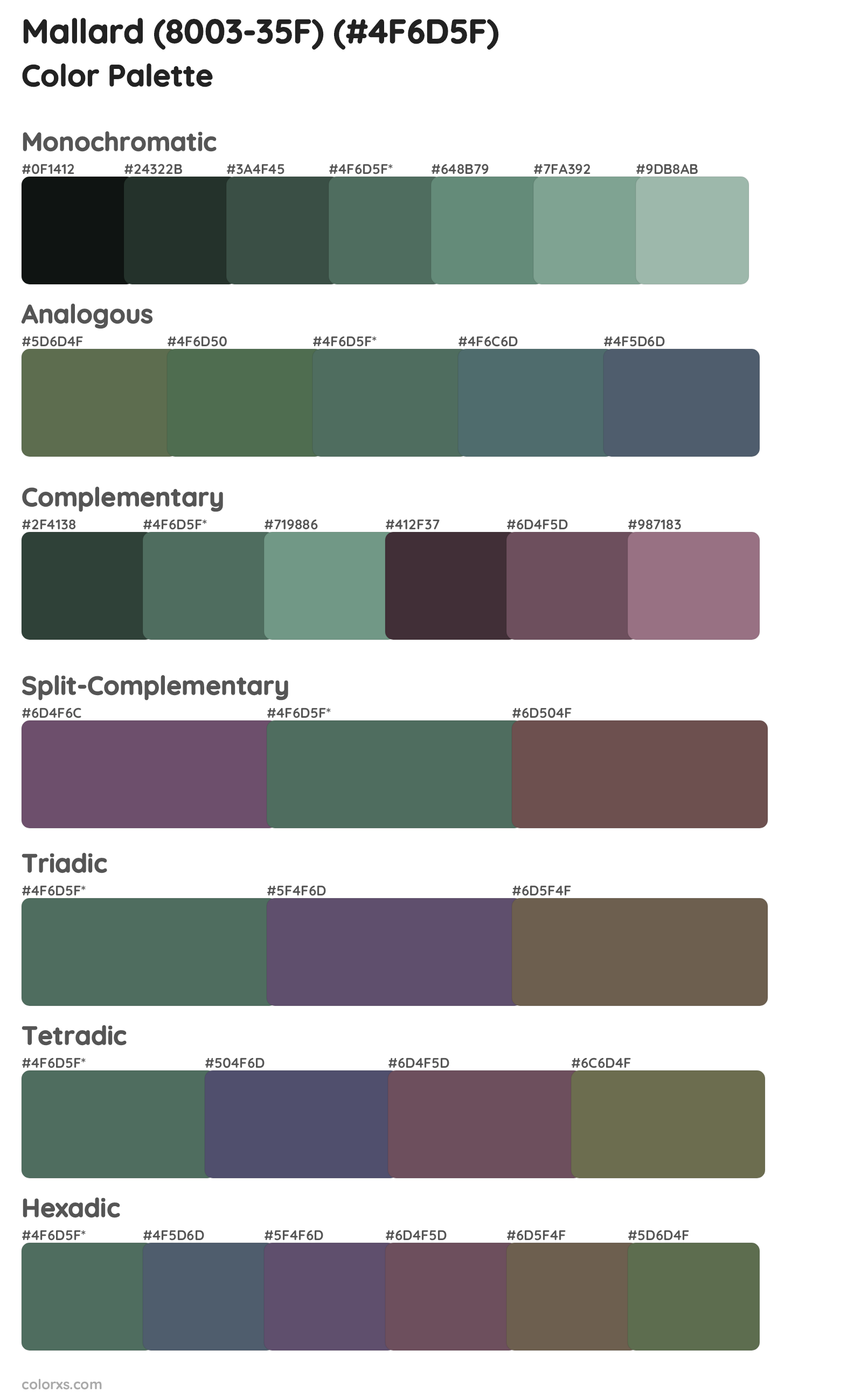 Mallard (8003-35F) Color Scheme Palettes
