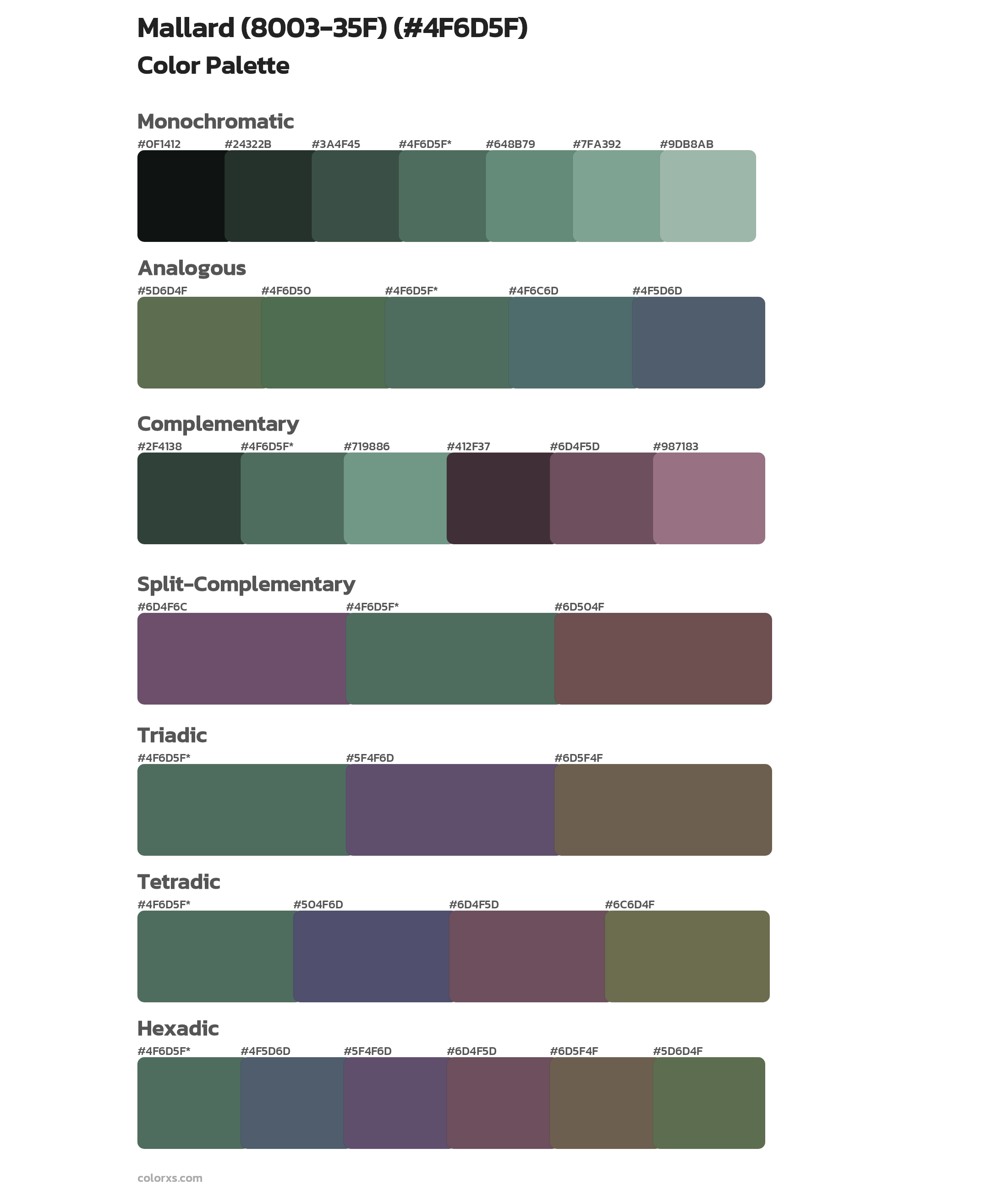 Mallard (8003-35F) Color Scheme Palettes
