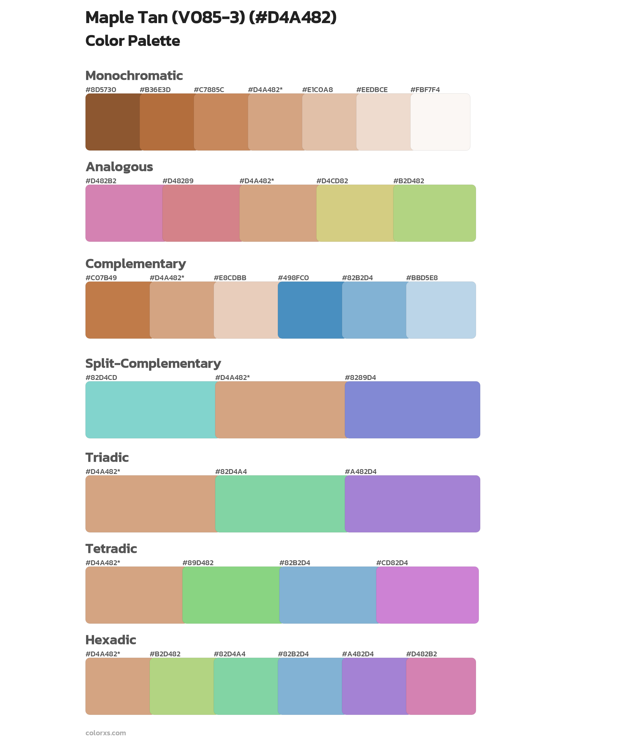 Maple Tan (V085-3) Color Scheme Palettes