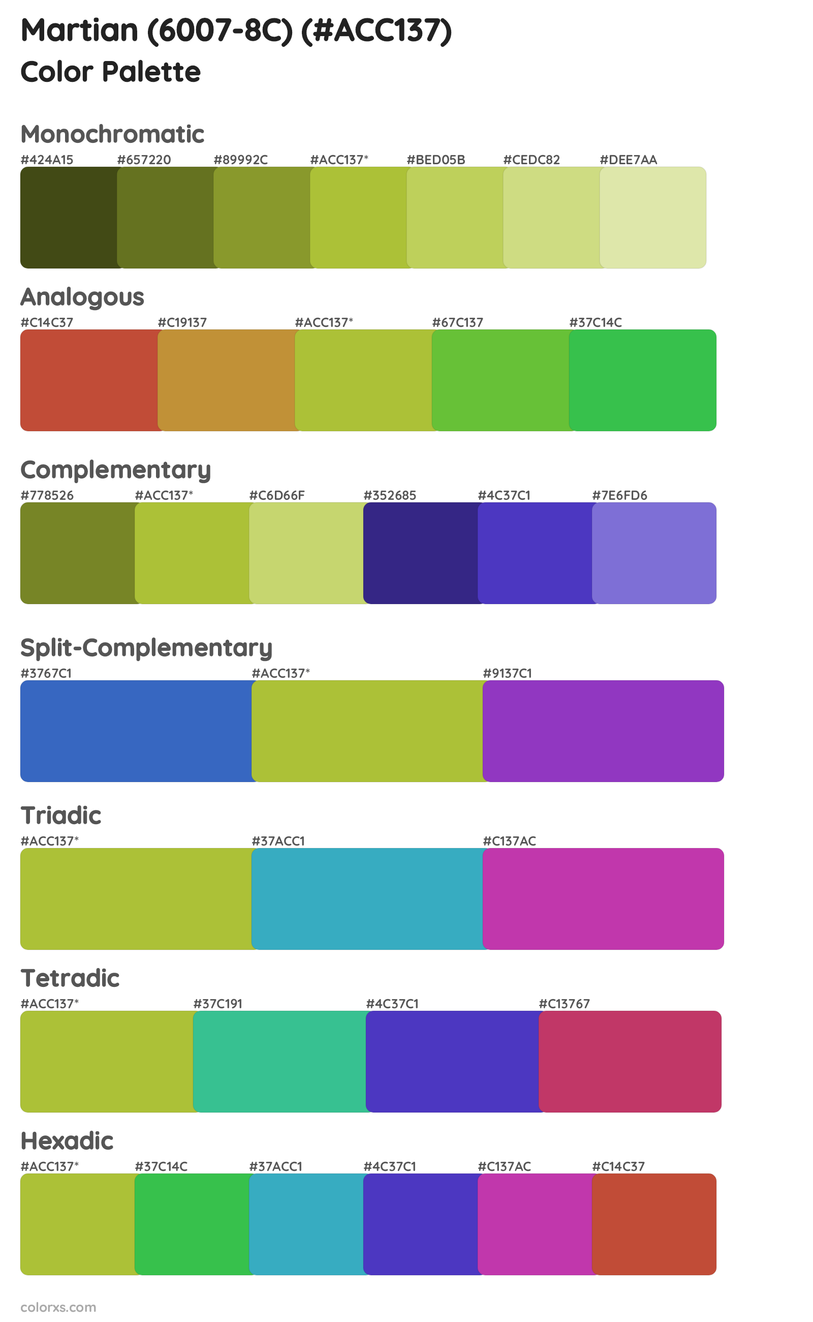 Martian (6007-8C) Color Scheme Palettes