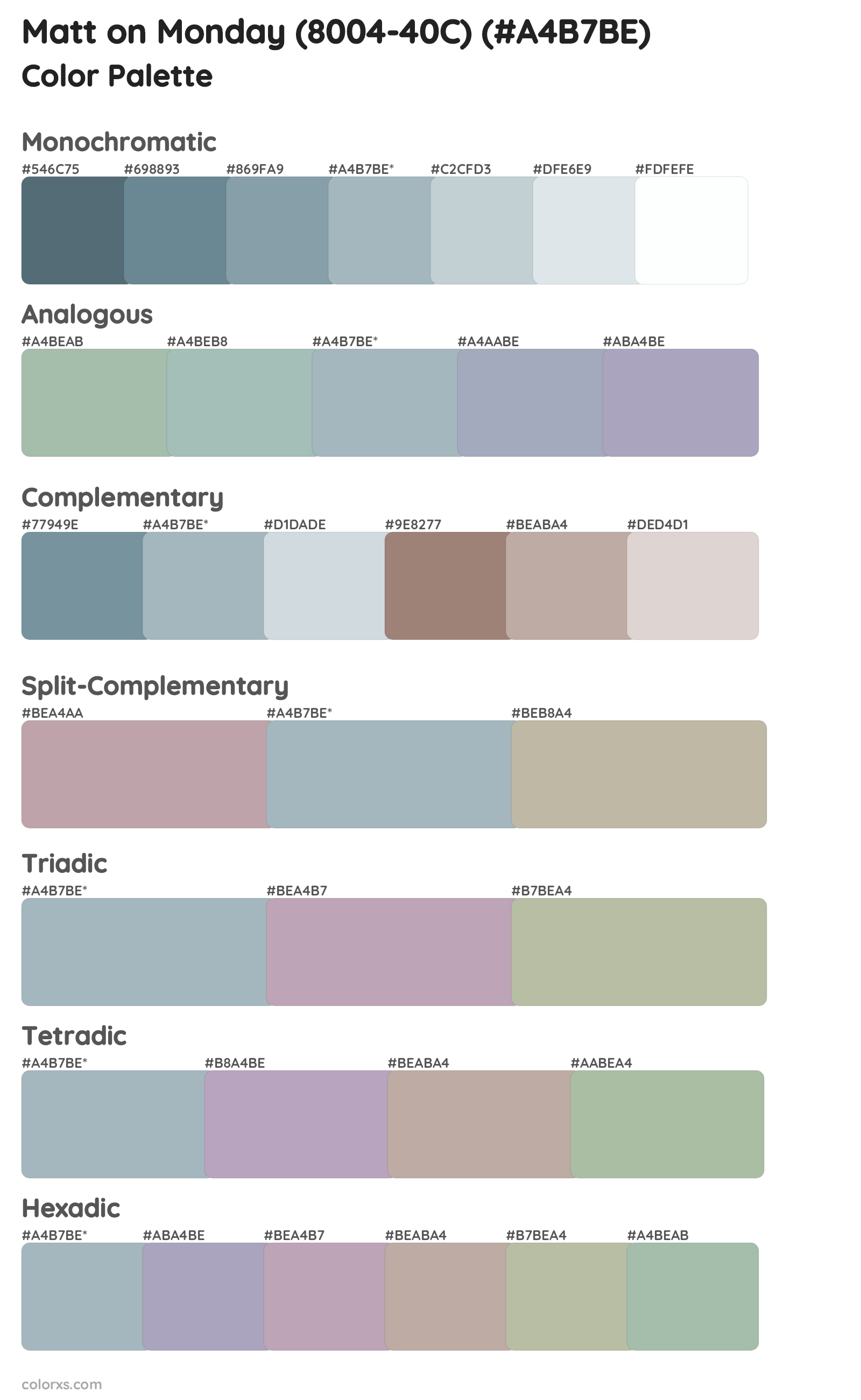 Matt on Monday (8004-40C) Color Scheme Palettes