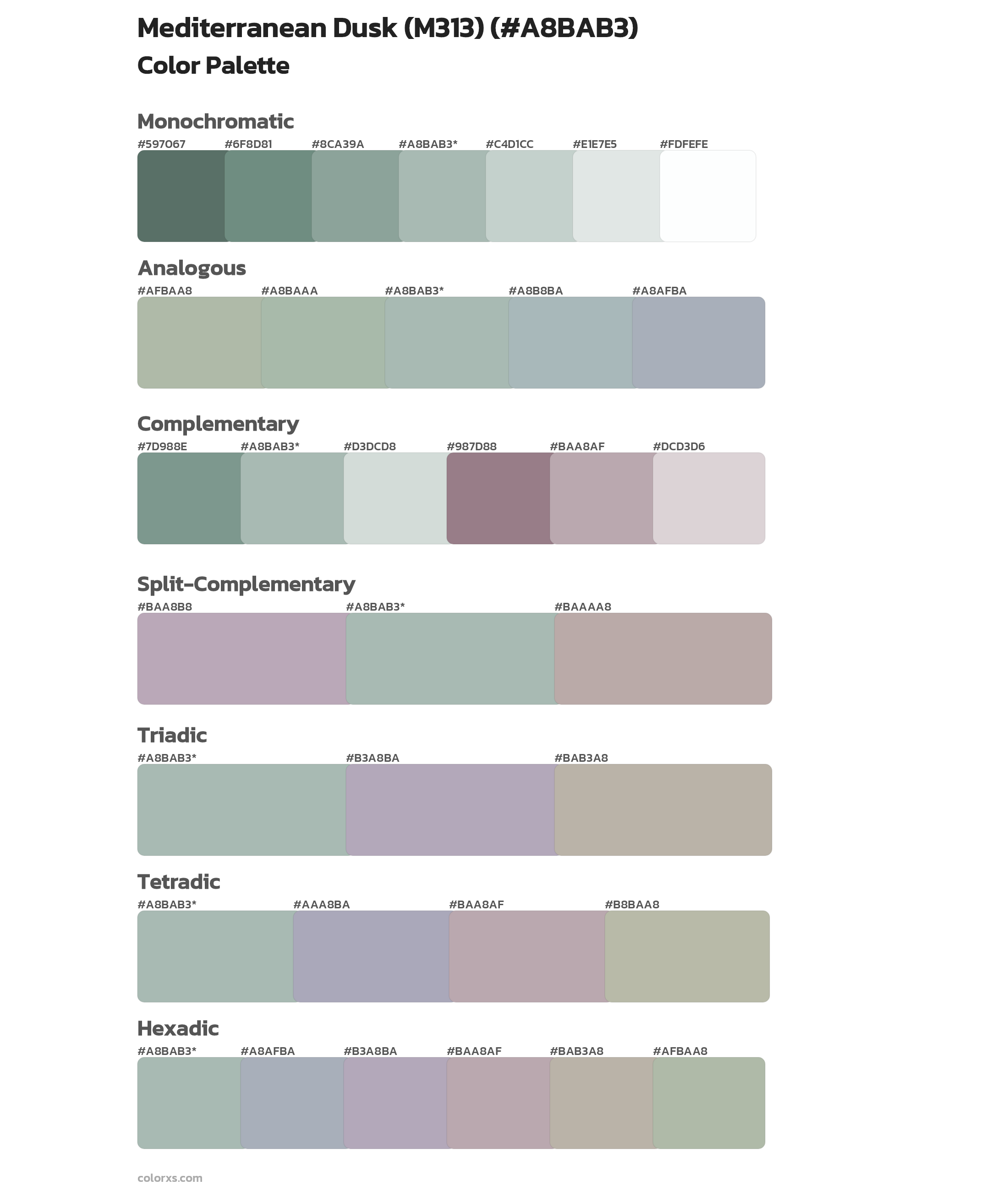 Mediterranean Dusk (M313) Color Scheme Palettes