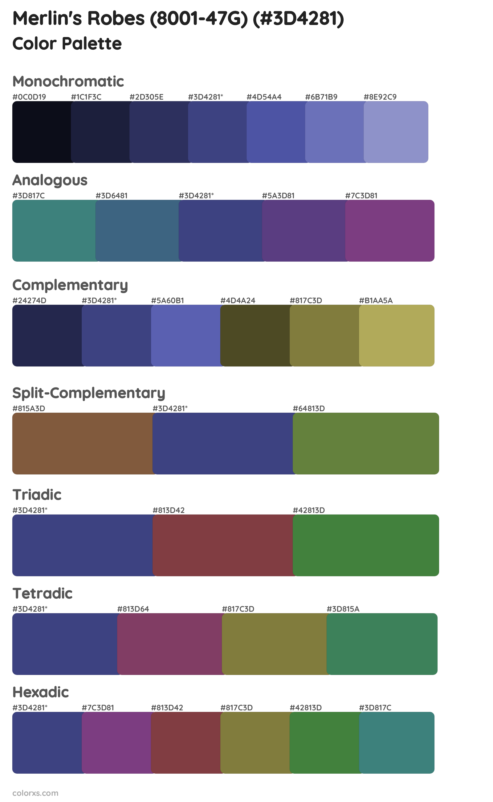 Merlin's Robes (8001-47G) Color Scheme Palettes