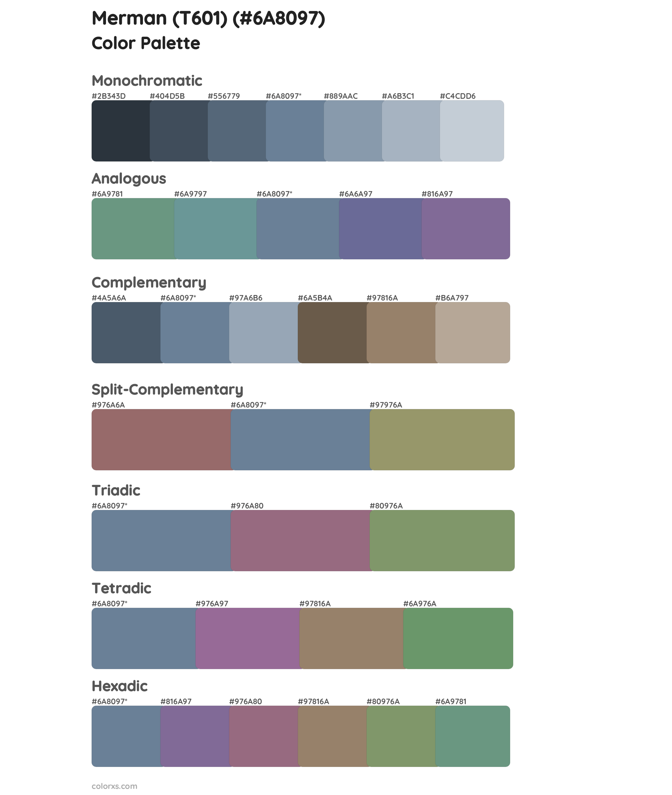 Merman (T601) Color Scheme Palettes