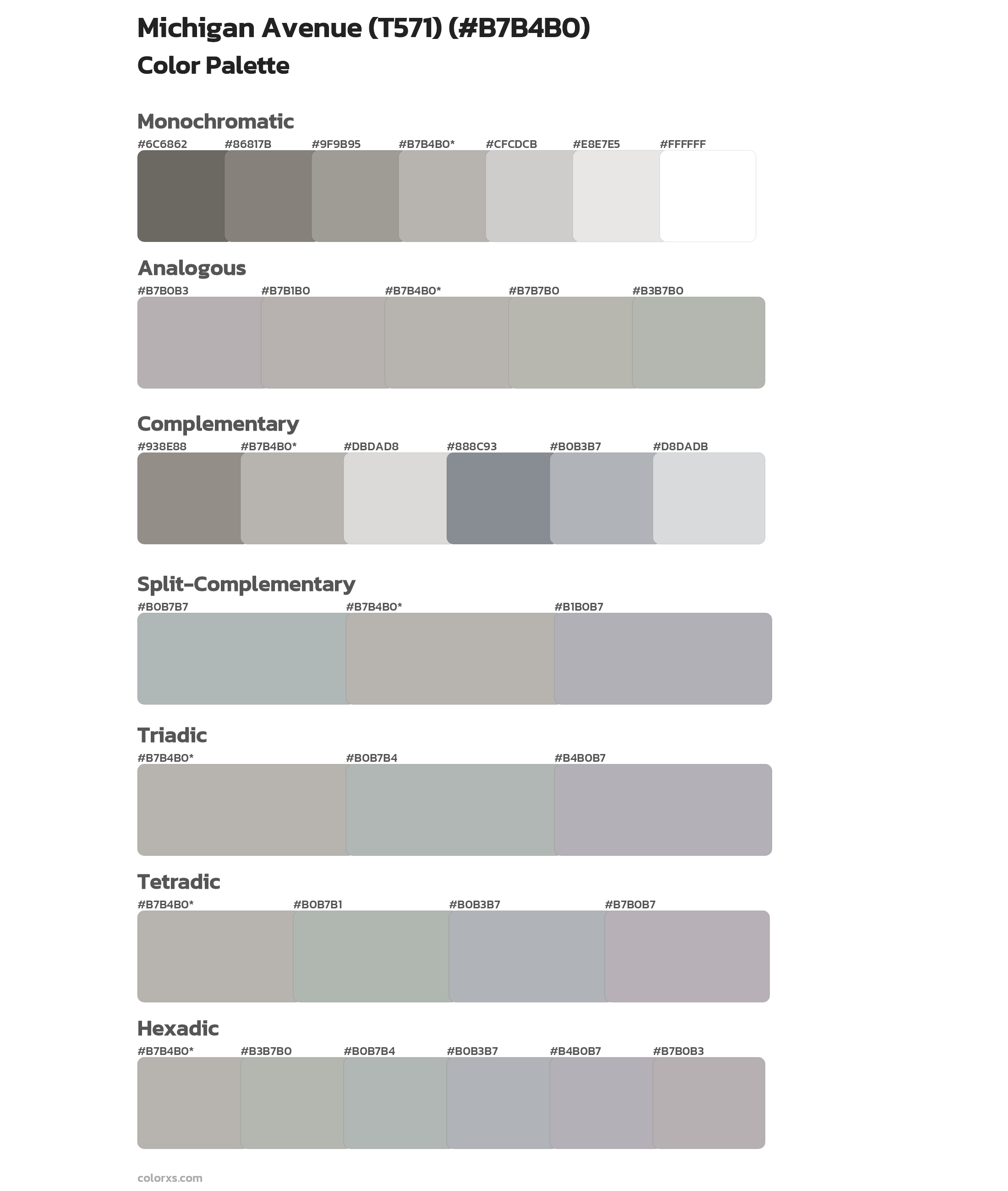 Michigan Avenue (T571) Color Scheme Palettes