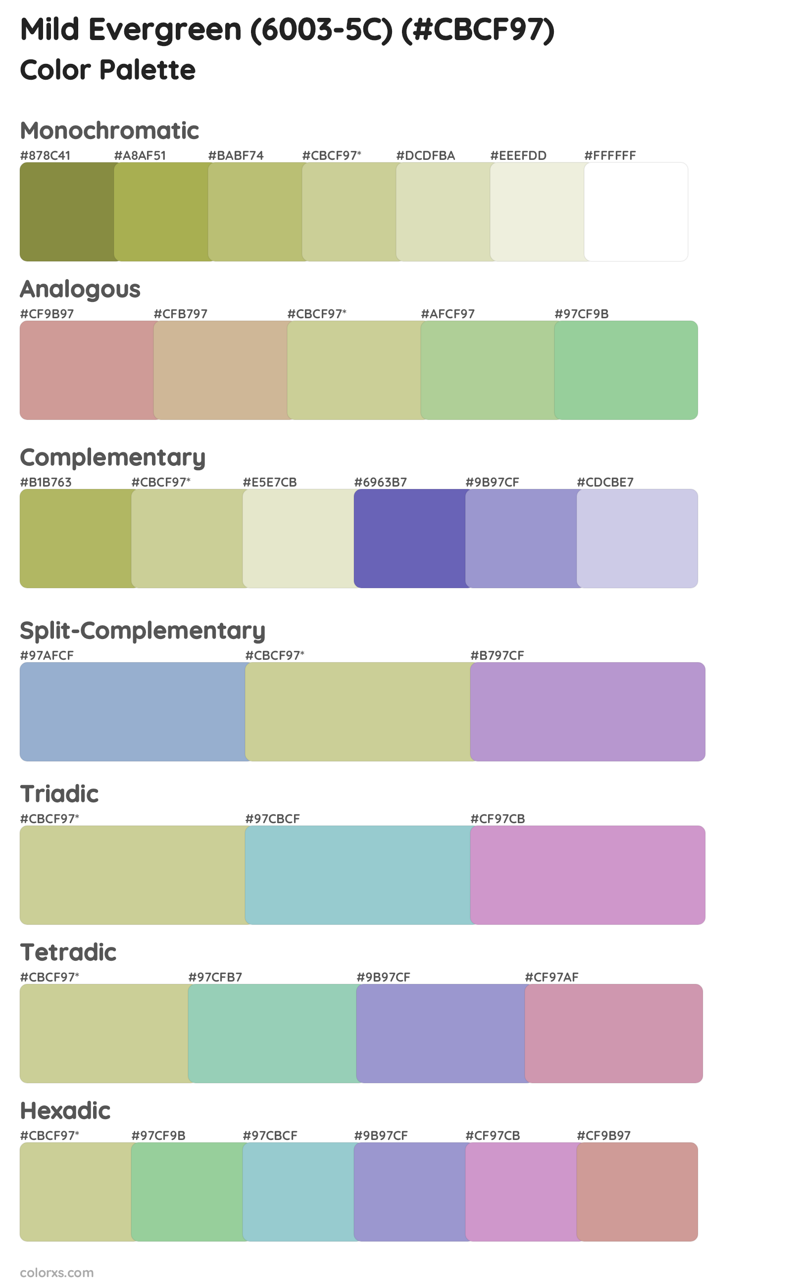 Mild Evergreen (6003-5C) Color Scheme Palettes
