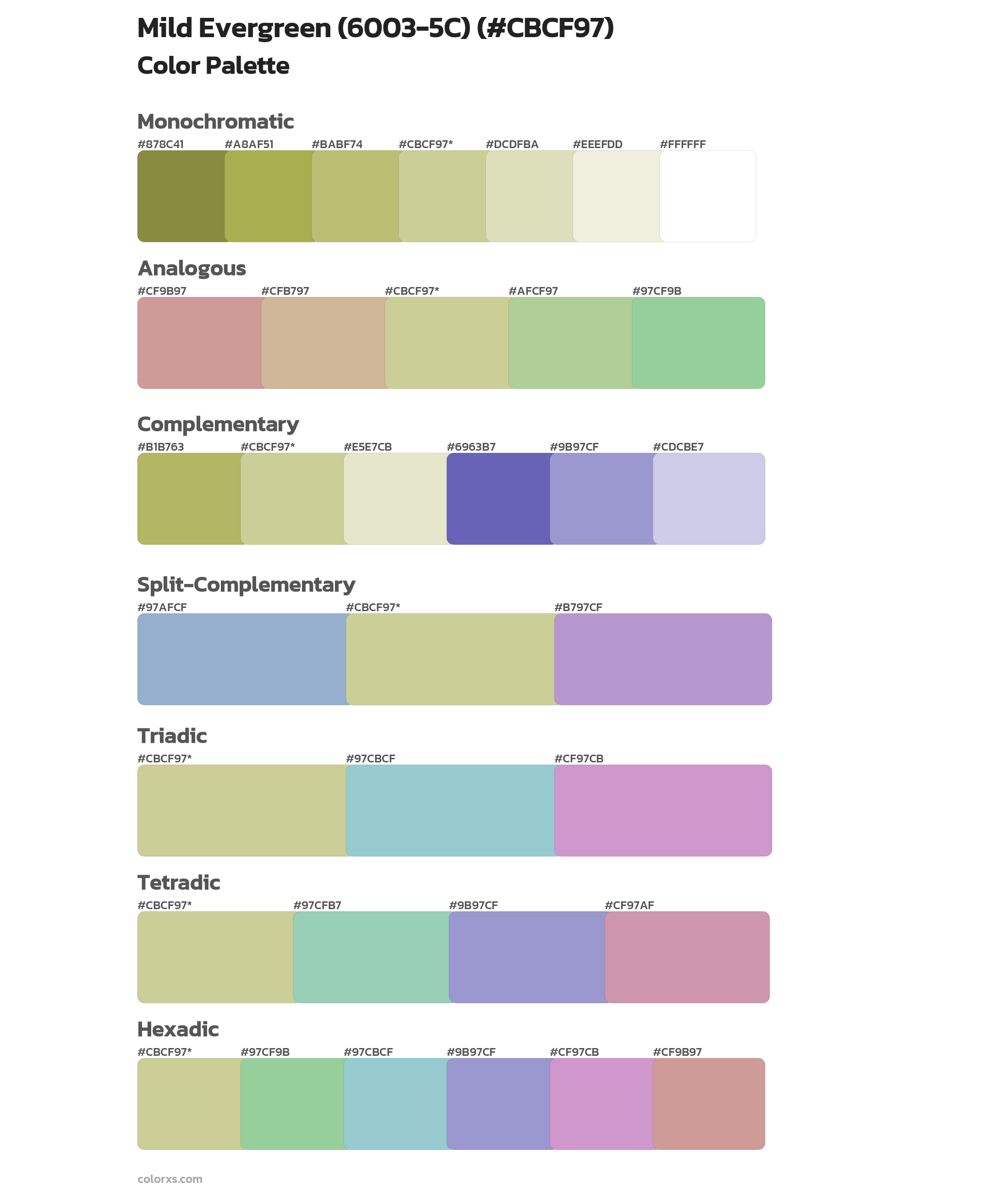 Mild Evergreen (6003-5C) Color Scheme Palettes