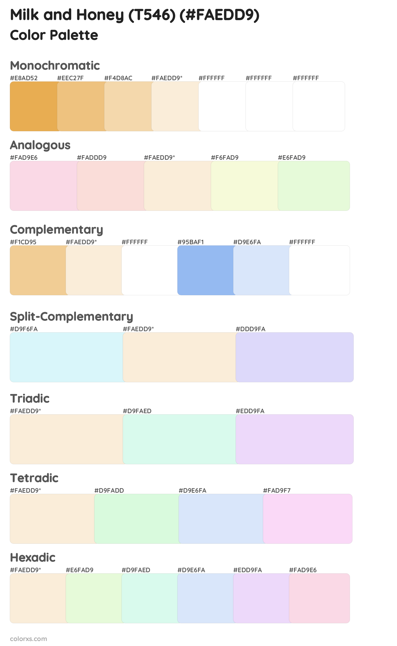 Milk and Honey (T546) Color Scheme Palettes