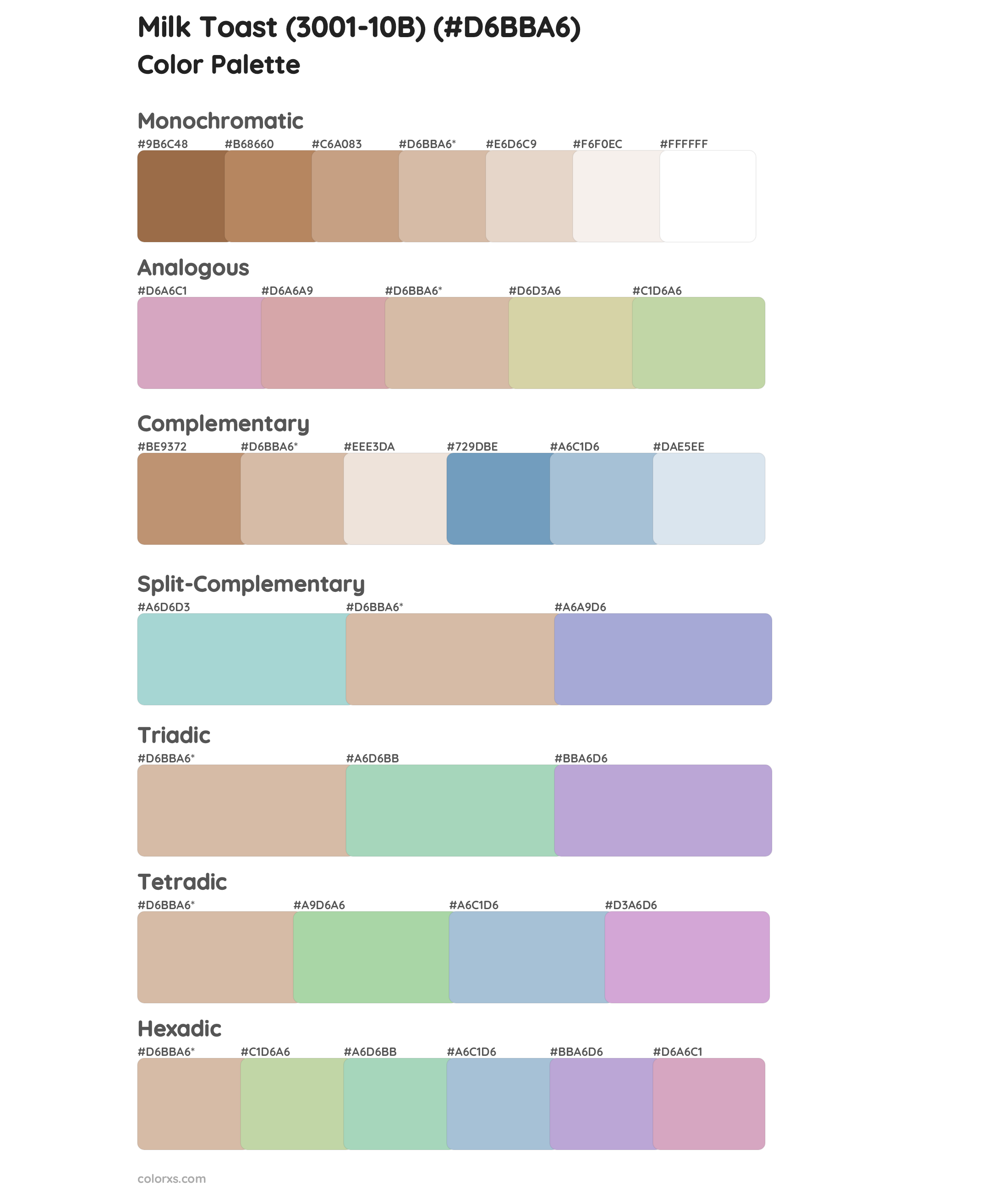 Milk Toast (3001-10B) Color Scheme Palettes