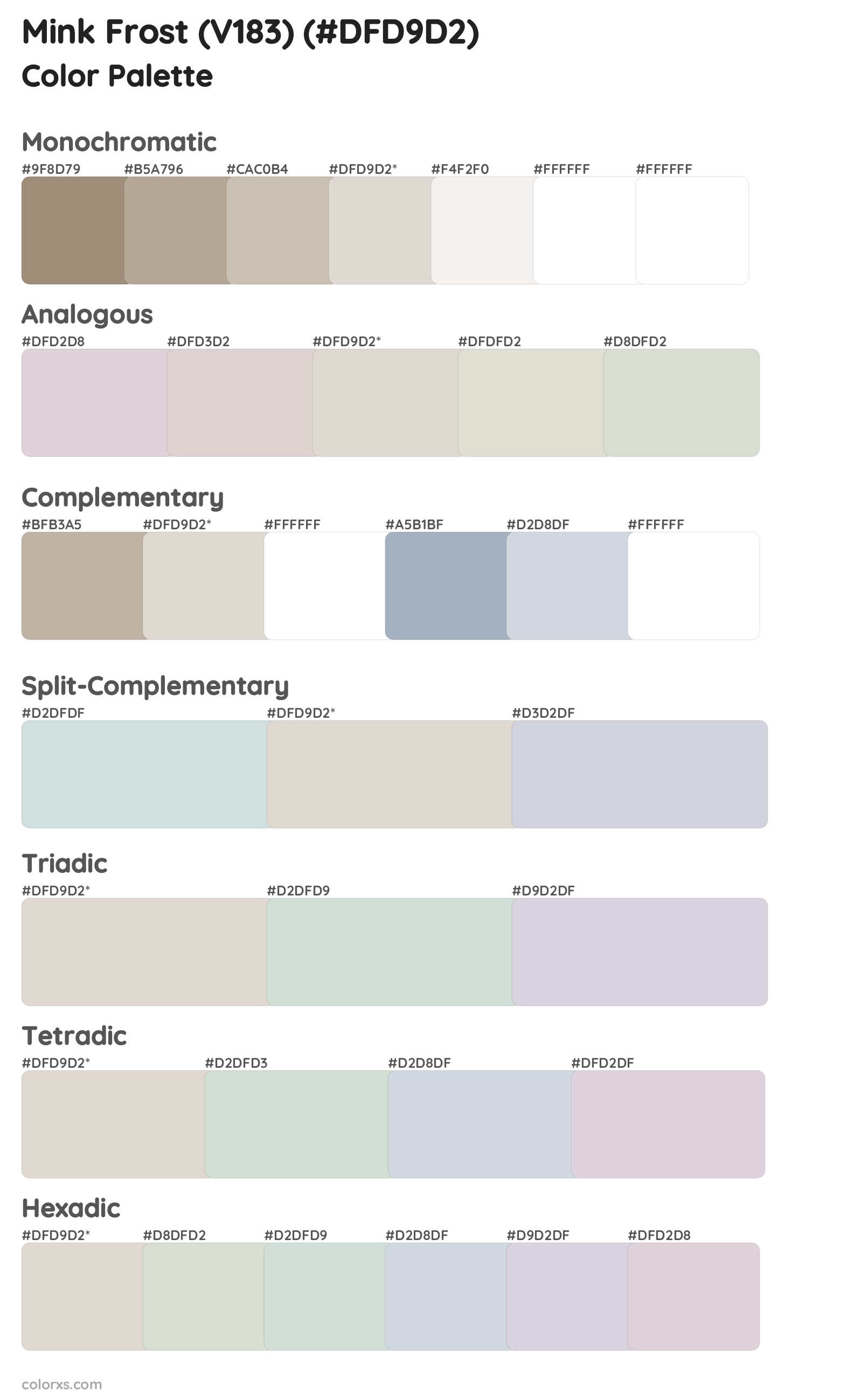 Mink Frost (V183) Color Scheme Palettes