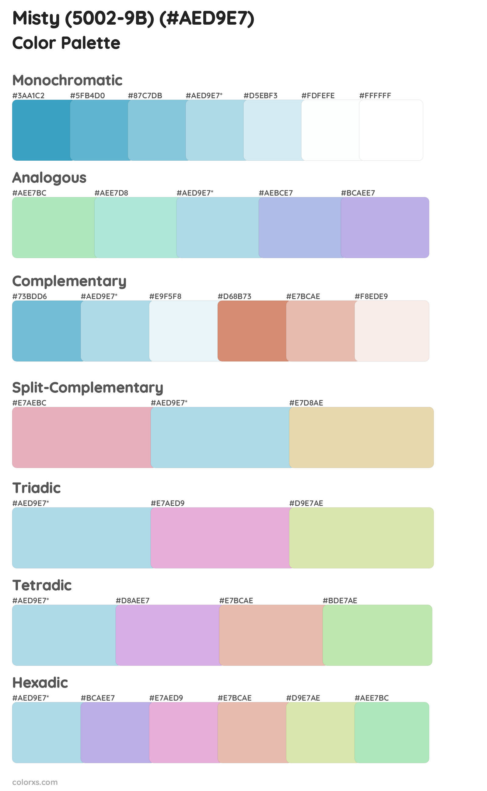Misty (5002-9B) Color Scheme Palettes
