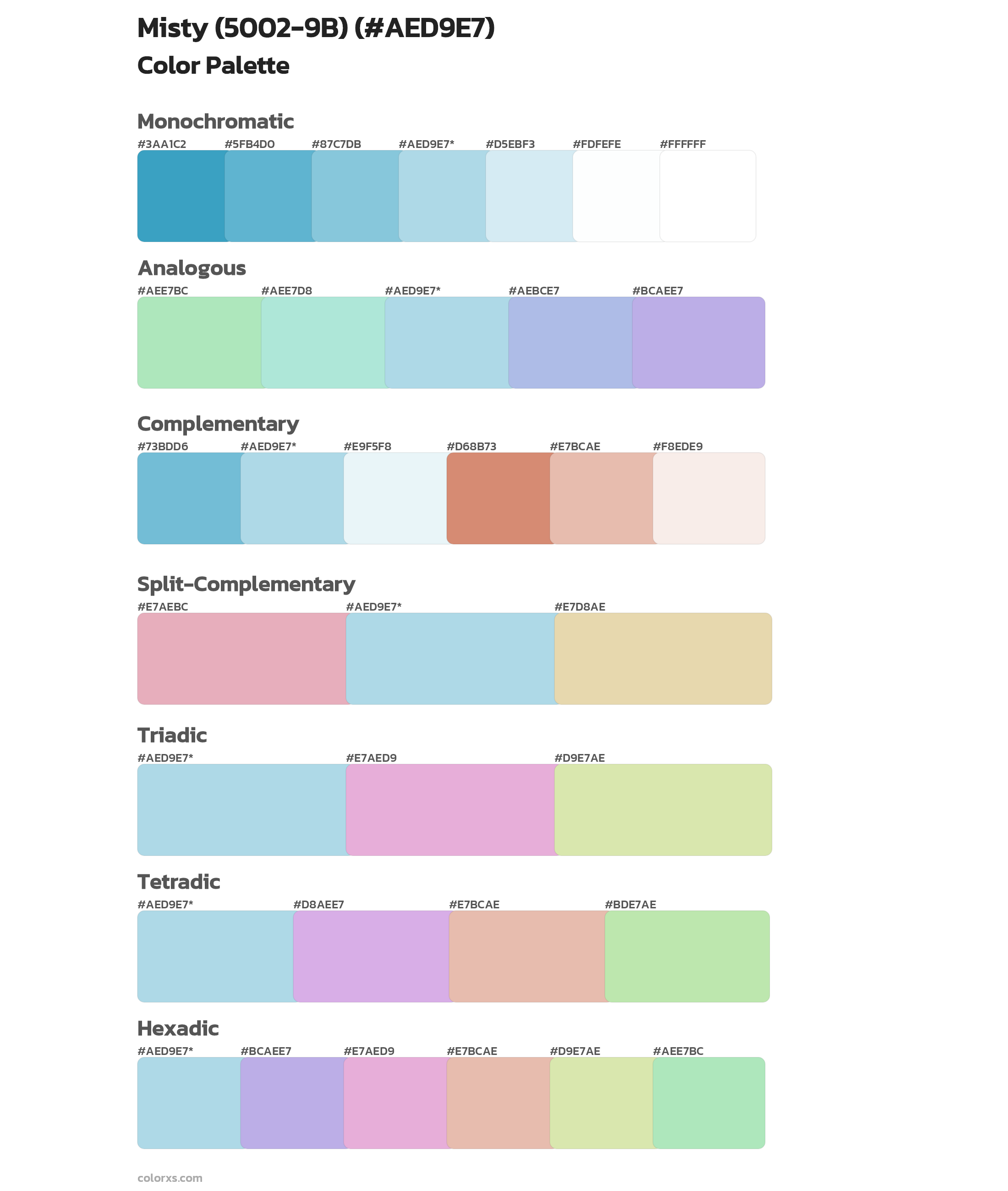 Misty (5002-9B) Color Scheme Palettes