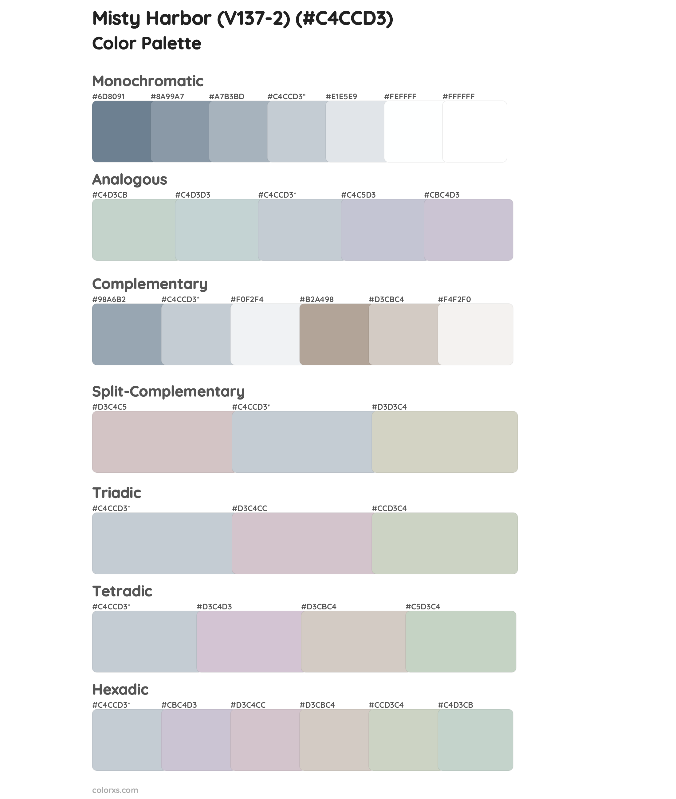 Misty Harbor (V137-2) Color Scheme Palettes