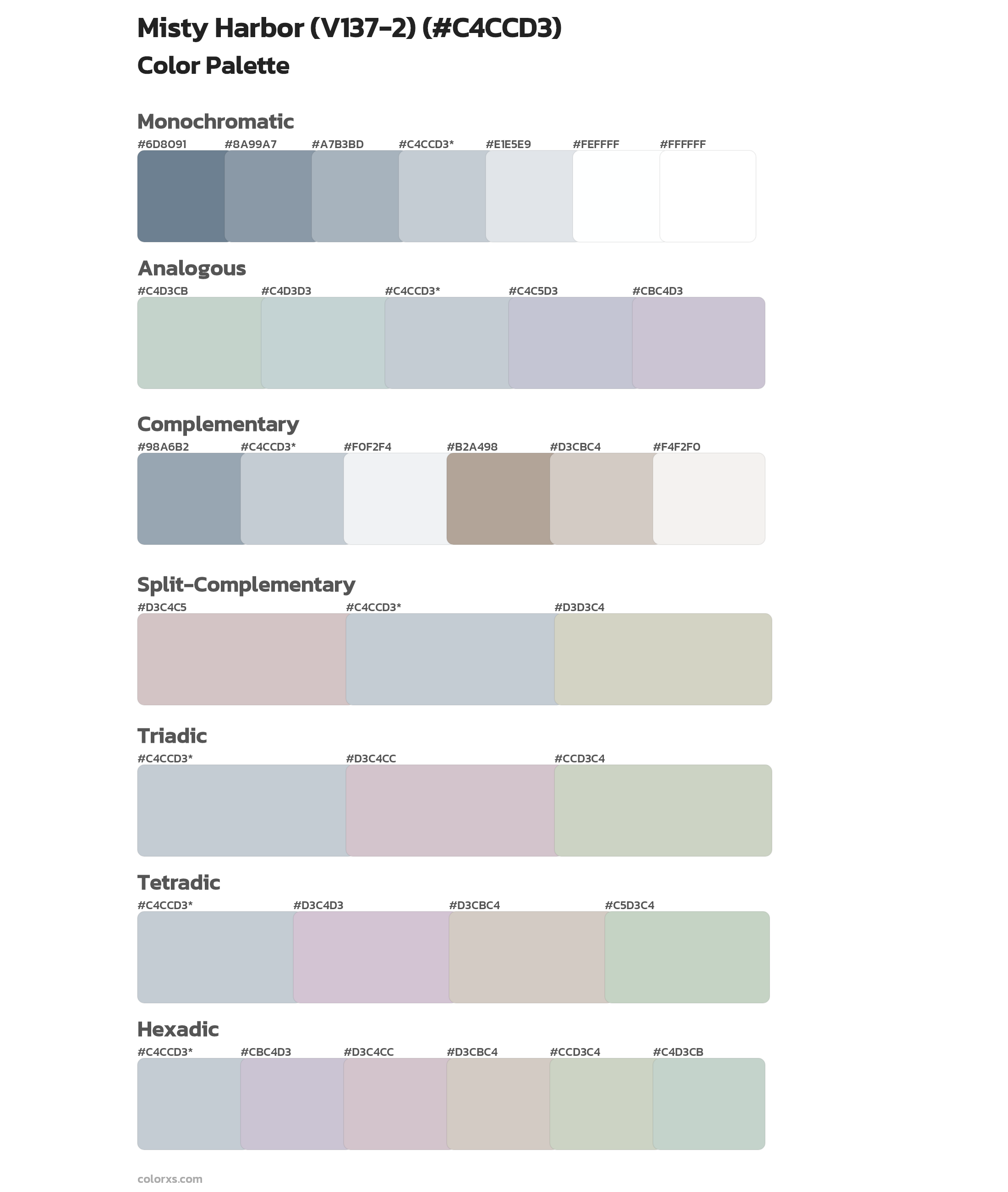 Misty Harbor (V137-2) Color Scheme Palettes