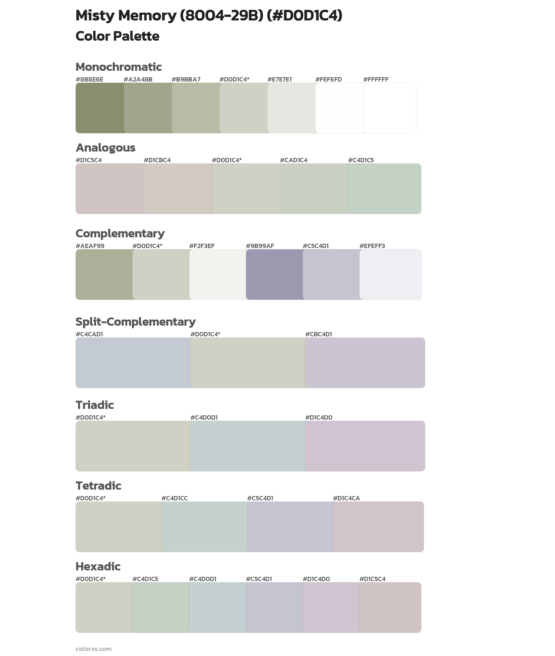 Misty Memory (8004-29B) Color Scheme Palettes